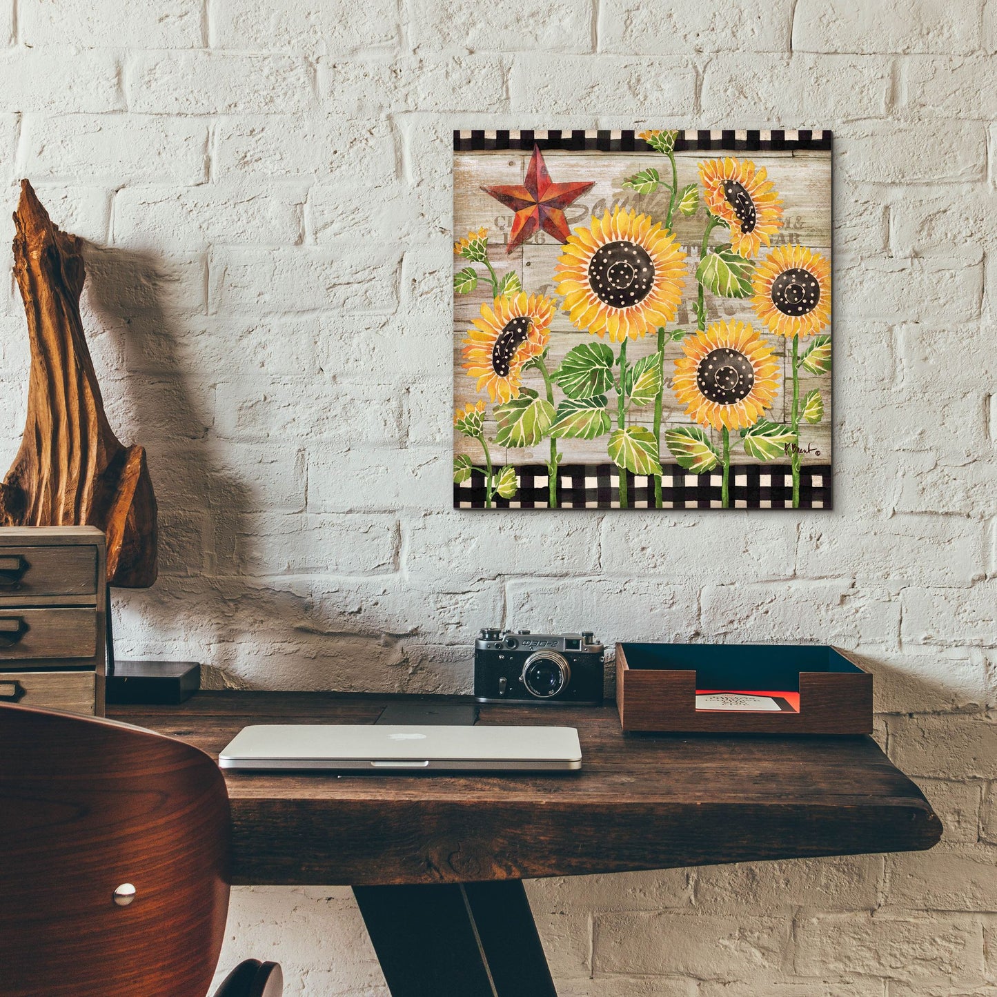 Epic Art 'Farmhouse Sunflowers' by Paul Brent, Acrylic Glass Wall Art,12x12