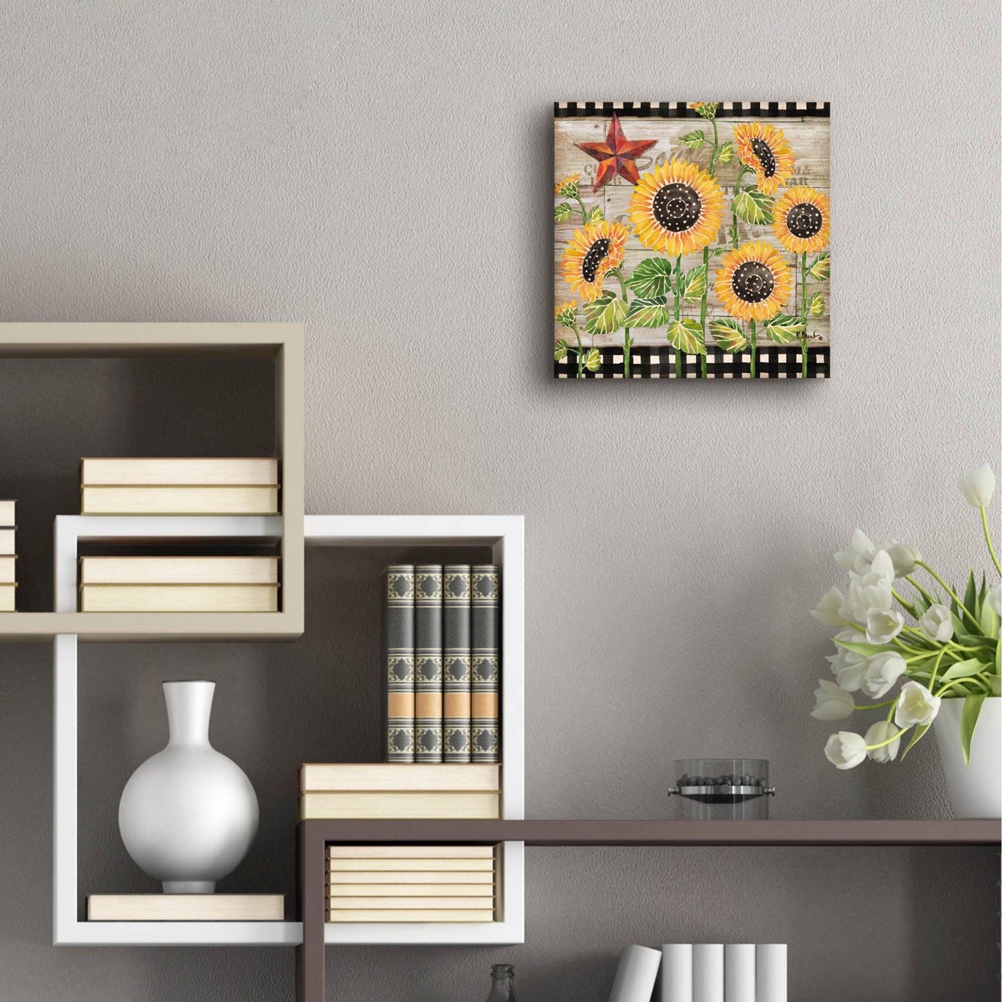 Epic Art 'Farmhouse Sunflowers' by Paul Brent, Acrylic Glass Wall Art,12x12