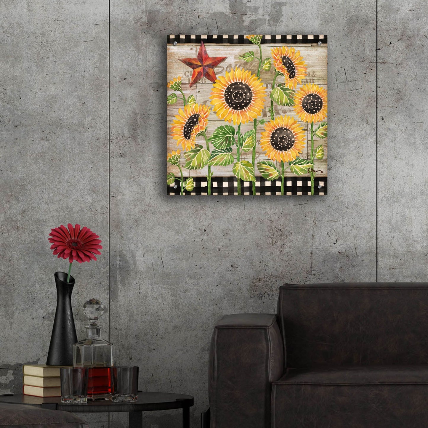 Epic Art 'Farmhouse Sunflowers' by Paul Brent, Acrylic Glass Wall Art,24x24