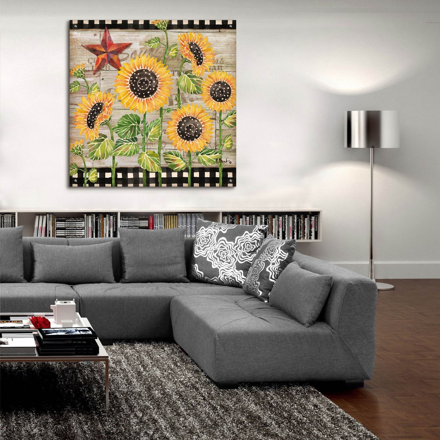 Epic Art 'Farmhouse Sunflowers' by Paul Brent, Acrylic Glass Wall Art,36x36