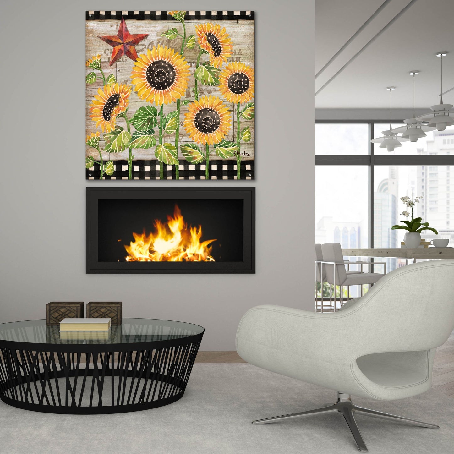 Epic Art 'Farmhouse Sunflowers' by Paul Brent, Acrylic Glass Wall Art,36x36