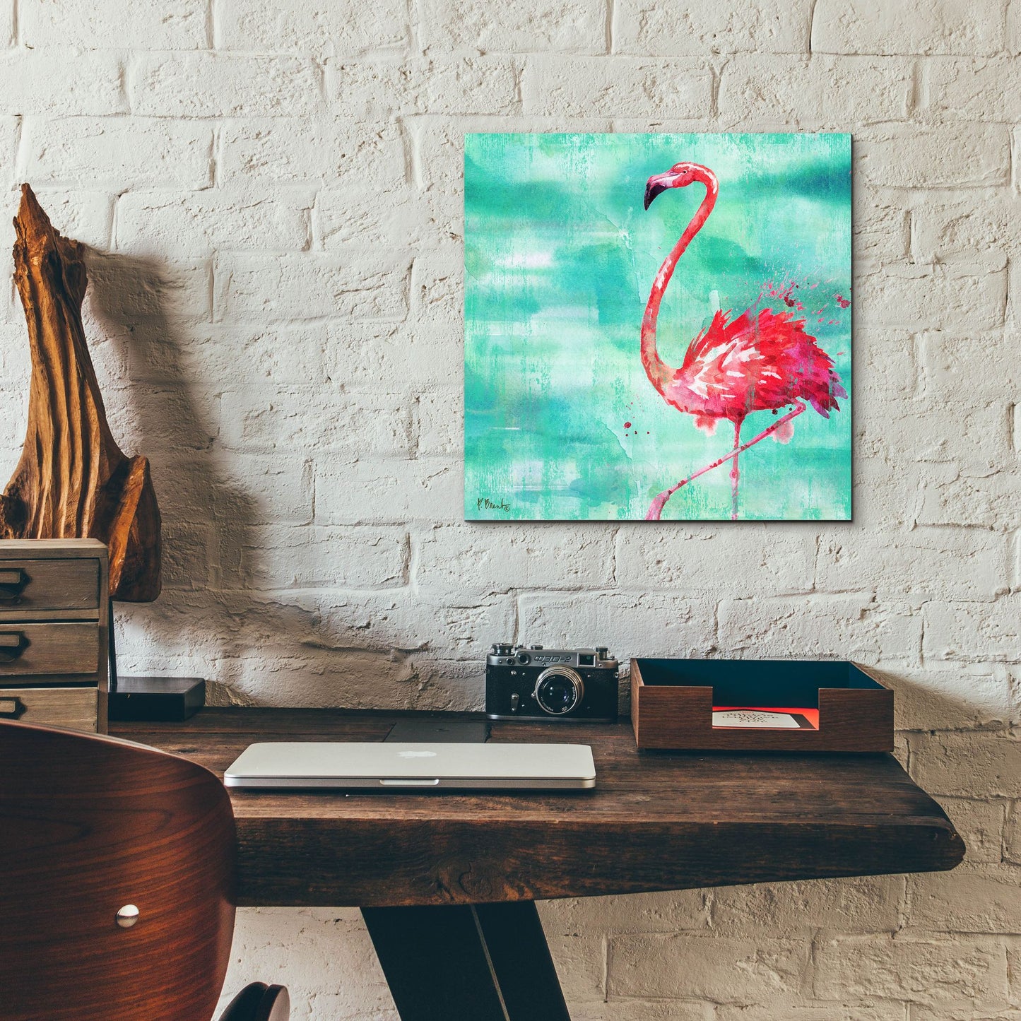 Epic Art 'Arianna Flamingo II - Turquoise' by Paul Brent, Acrylic Glass Wall Art,12x12