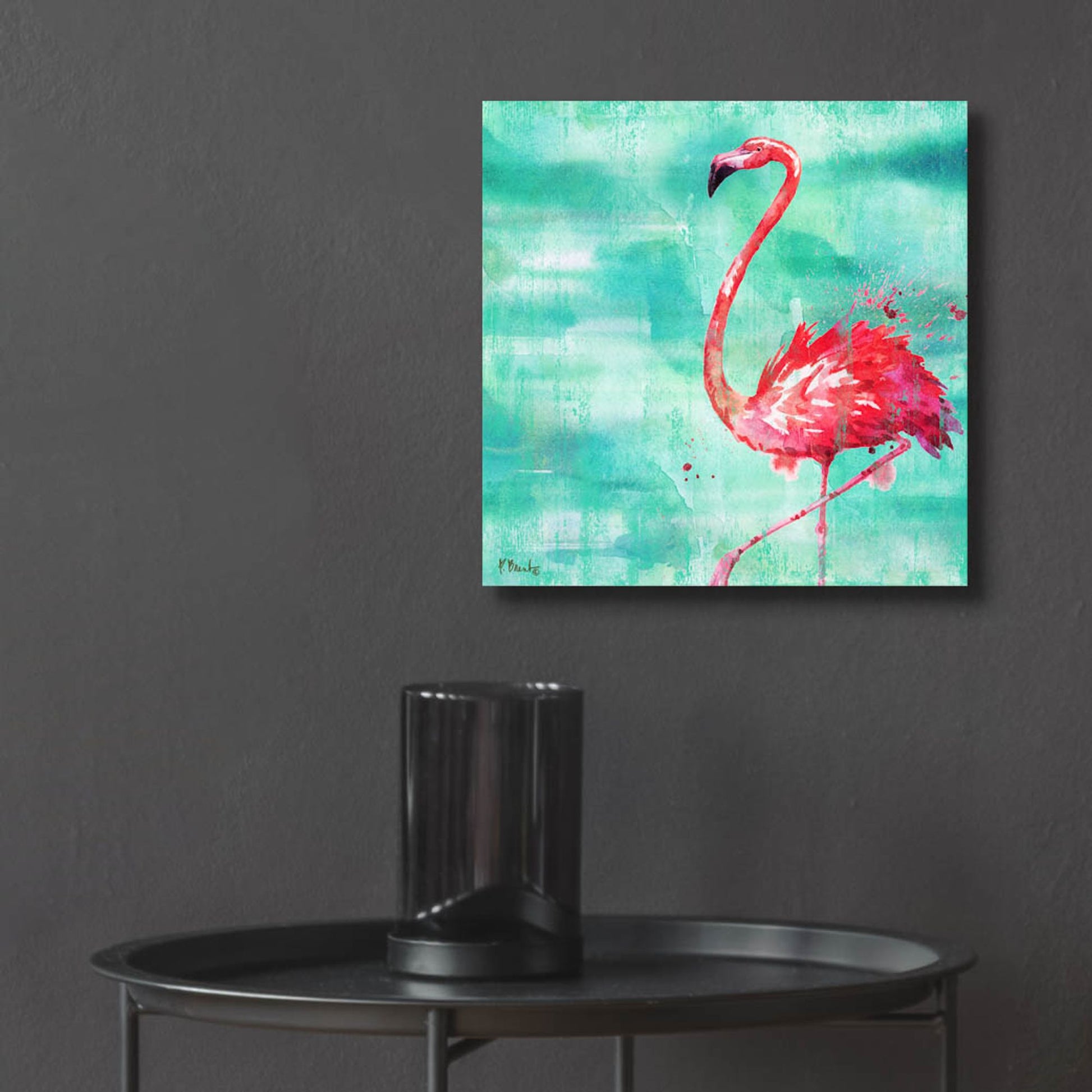 Epic Art 'Arianna Flamingo II - Turquoise' by Paul Brent, Acrylic Glass Wall Art,12x12