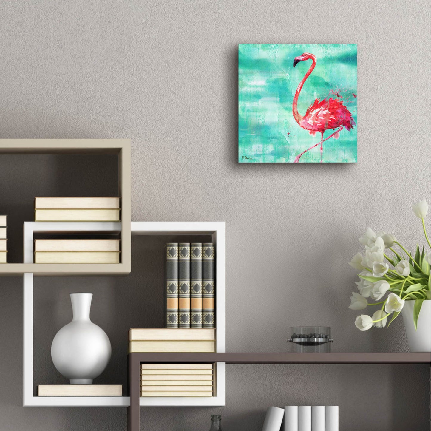 Epic Art 'Arianna Flamingo II - Turquoise' by Paul Brent, Acrylic Glass Wall Art,12x12