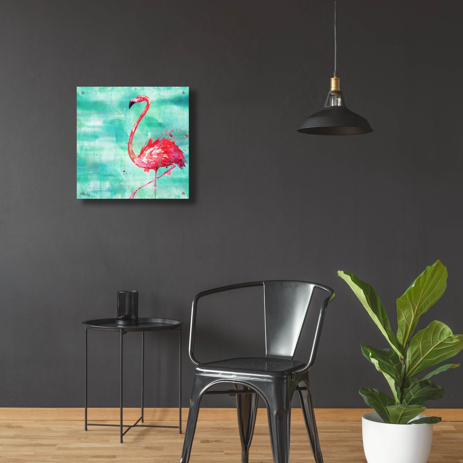 Epic Art 'Arianna Flamingo II - Turquoise' by Paul Brent, Acrylic Glass Wall Art,24x24