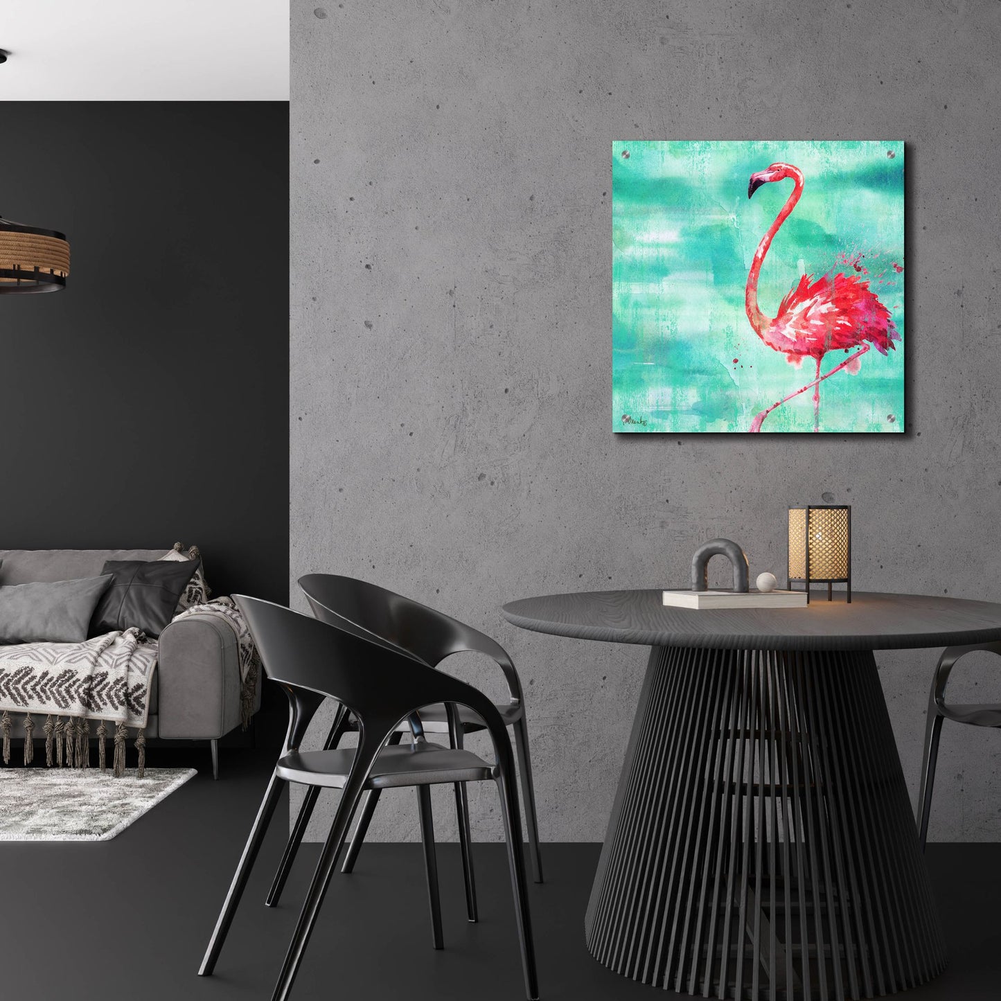 Epic Art 'Arianna Flamingo II - Turquoise' by Paul Brent, Acrylic Glass Wall Art,24x24