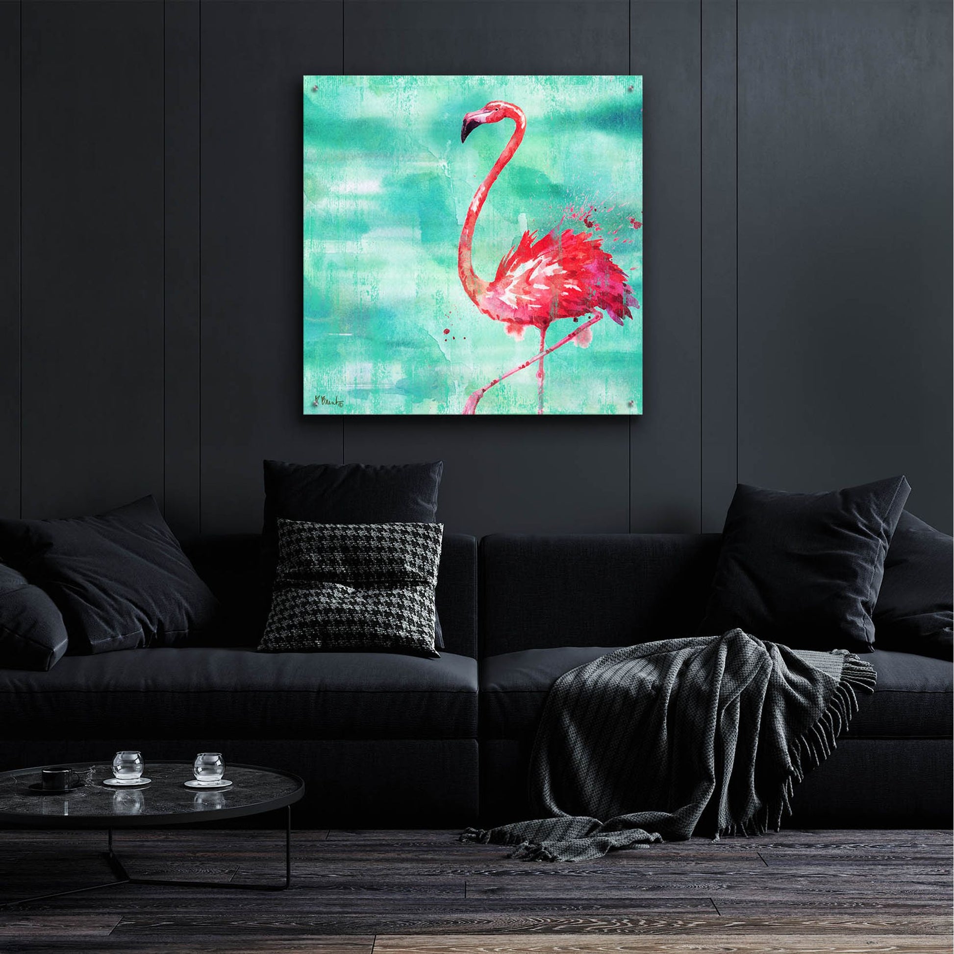 Epic Art 'Arianna Flamingo II - Turquoise' by Paul Brent, Acrylic Glass Wall Art,36x36