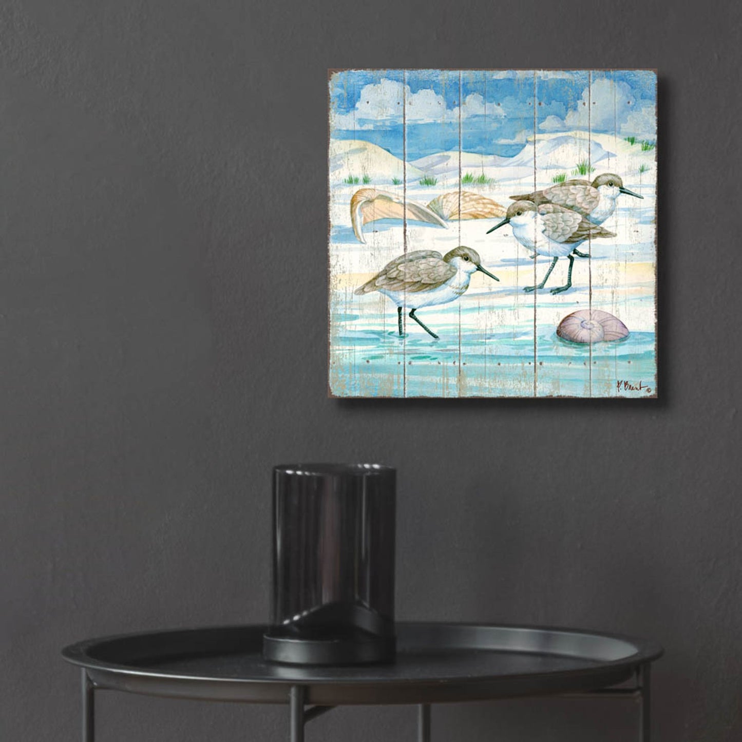 Epic Art 'Shoreline Sandpipers I' by Paul Brent, Acrylic Glass Wall Art,12x12