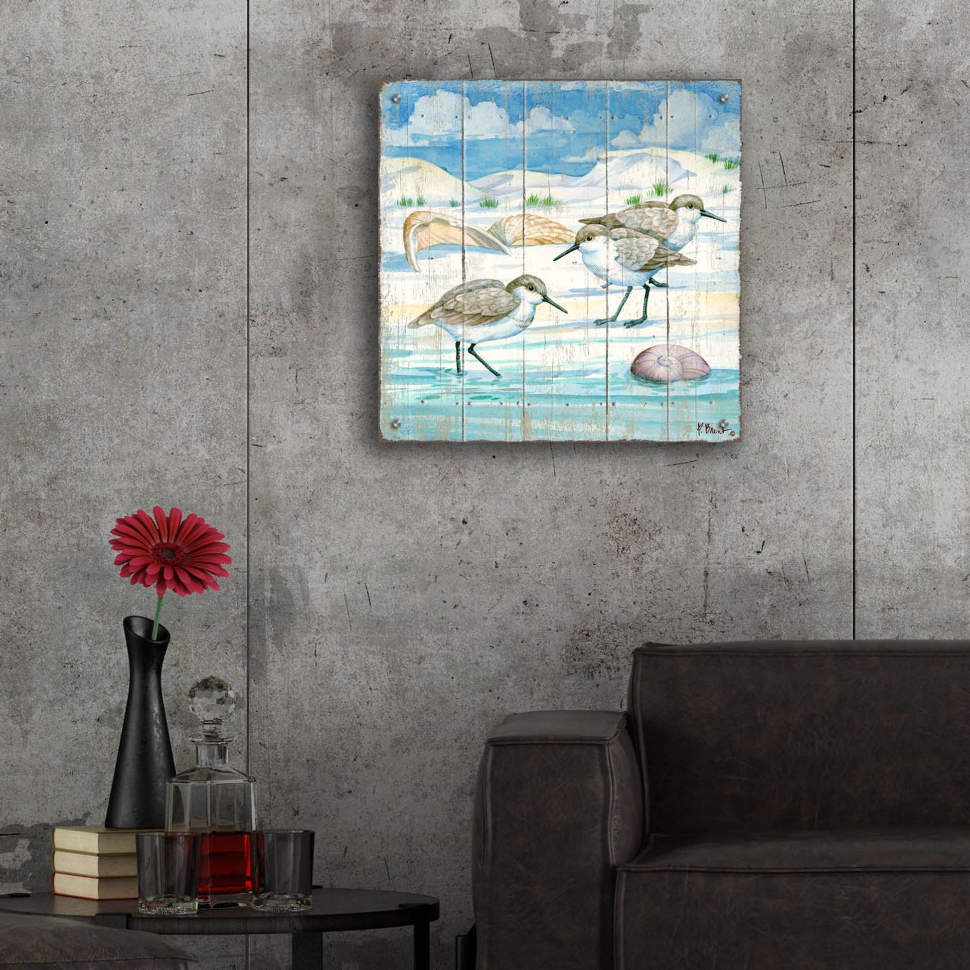 Epic Art 'Shoreline Sandpipers I' by Paul Brent, Acrylic Glass Wall Art,24x24