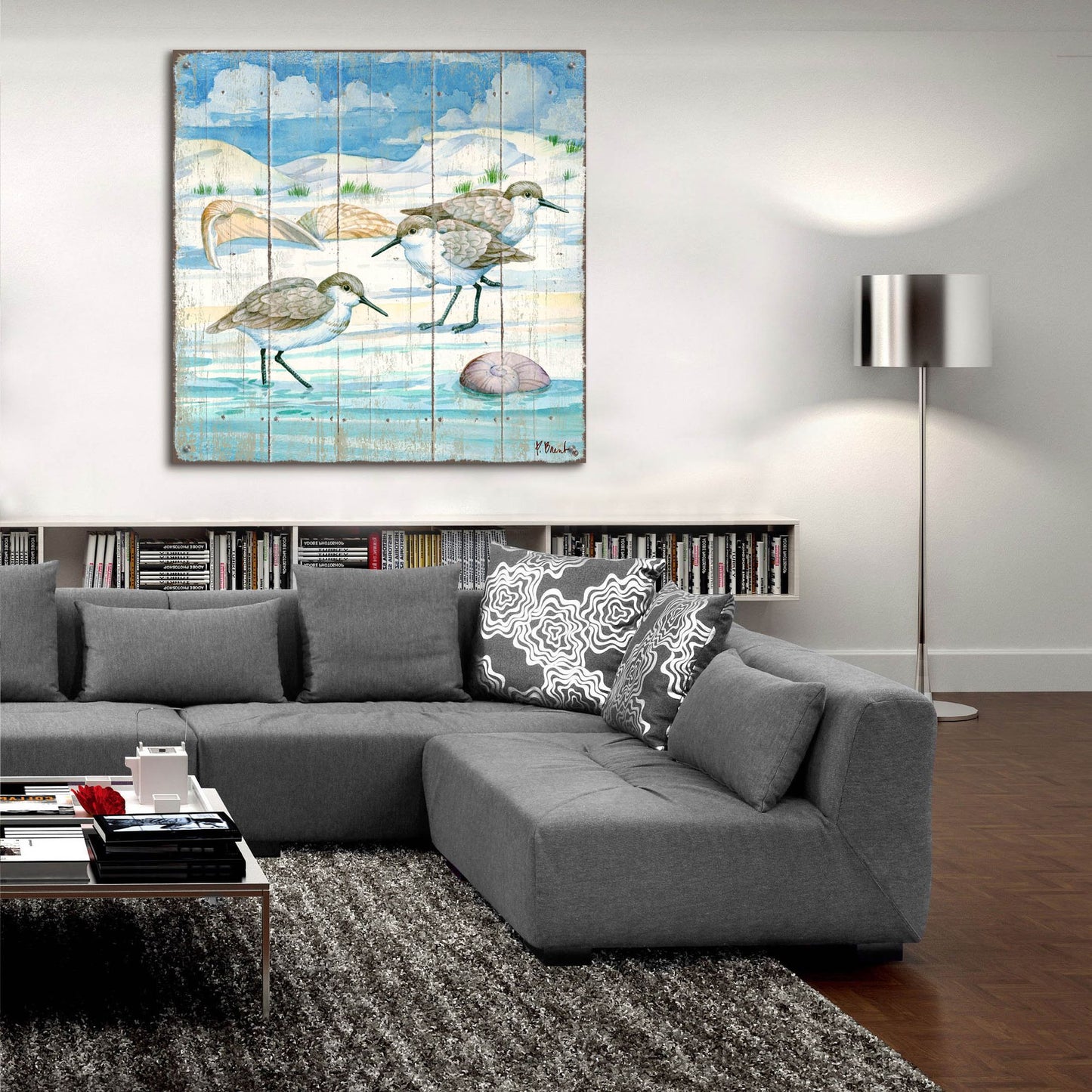 Epic Art 'Shoreline Sandpipers I' by Paul Brent, Acrylic Glass Wall Art,36x36