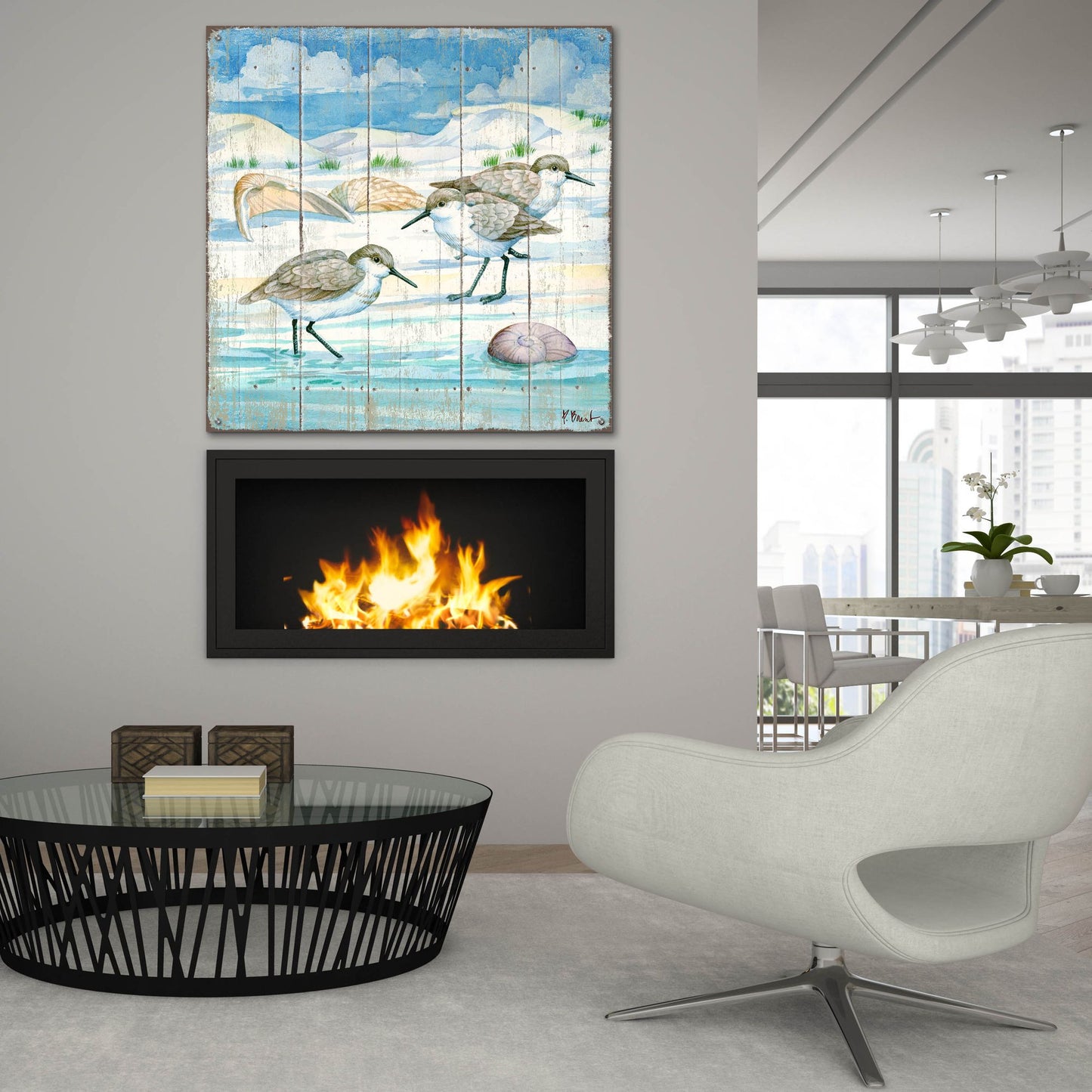 Epic Art 'Shoreline Sandpipers I' by Paul Brent, Acrylic Glass Wall Art,36x36