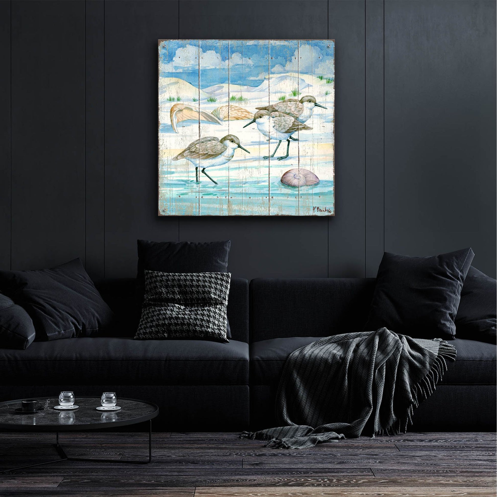 Epic Art 'Shoreline Sandpipers I' by Paul Brent, Acrylic Glass Wall Art,36x36