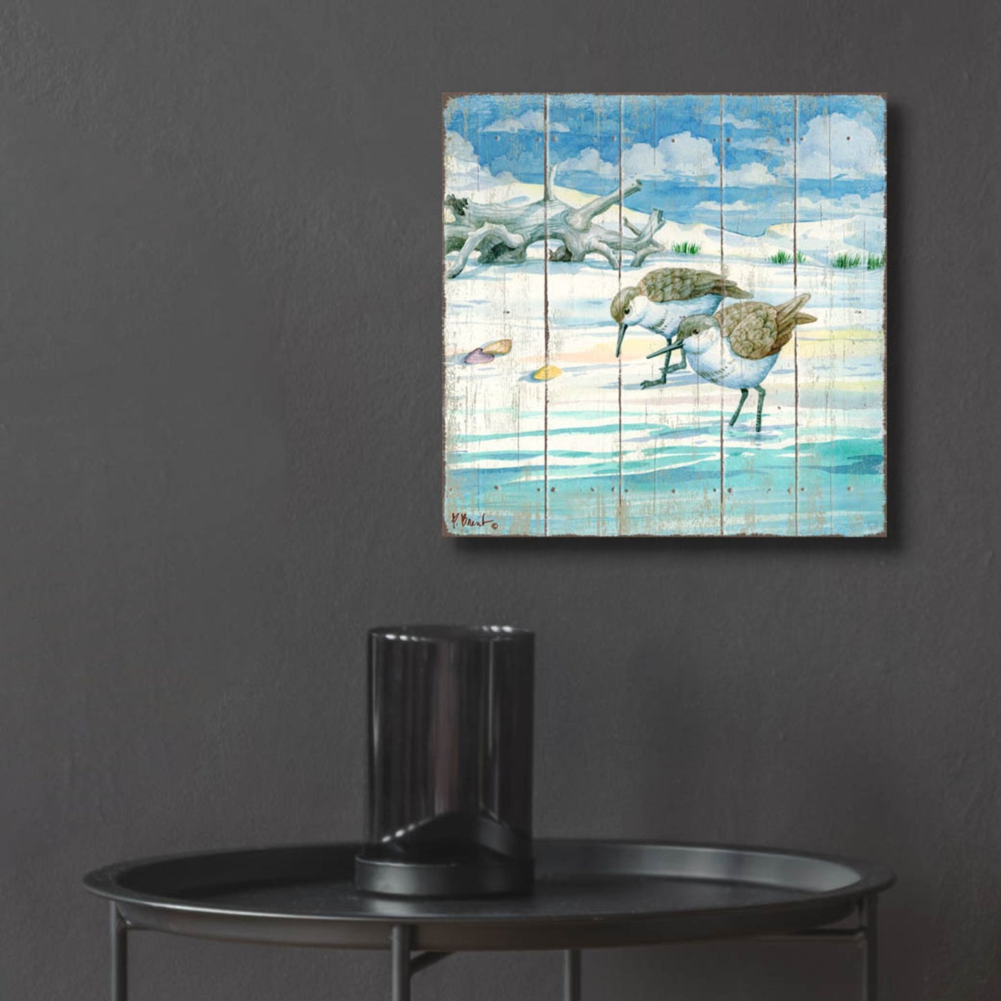 Epic Art 'Shoreline Sandpipers II' by Paul Brent, Acrylic Glass Wall Art,12x12