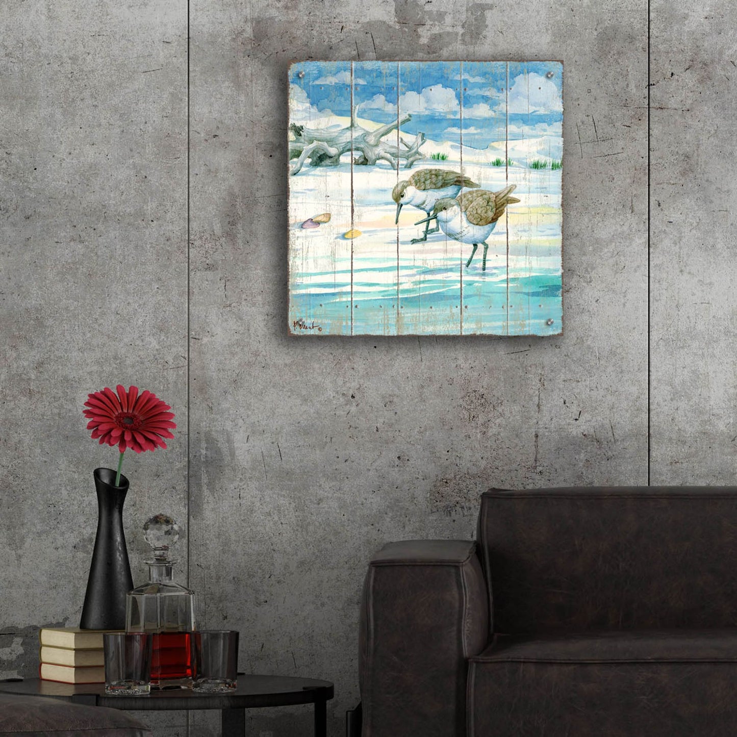 Epic Art 'Shoreline Sandpipers II' by Paul Brent, Acrylic Glass Wall Art,24x24