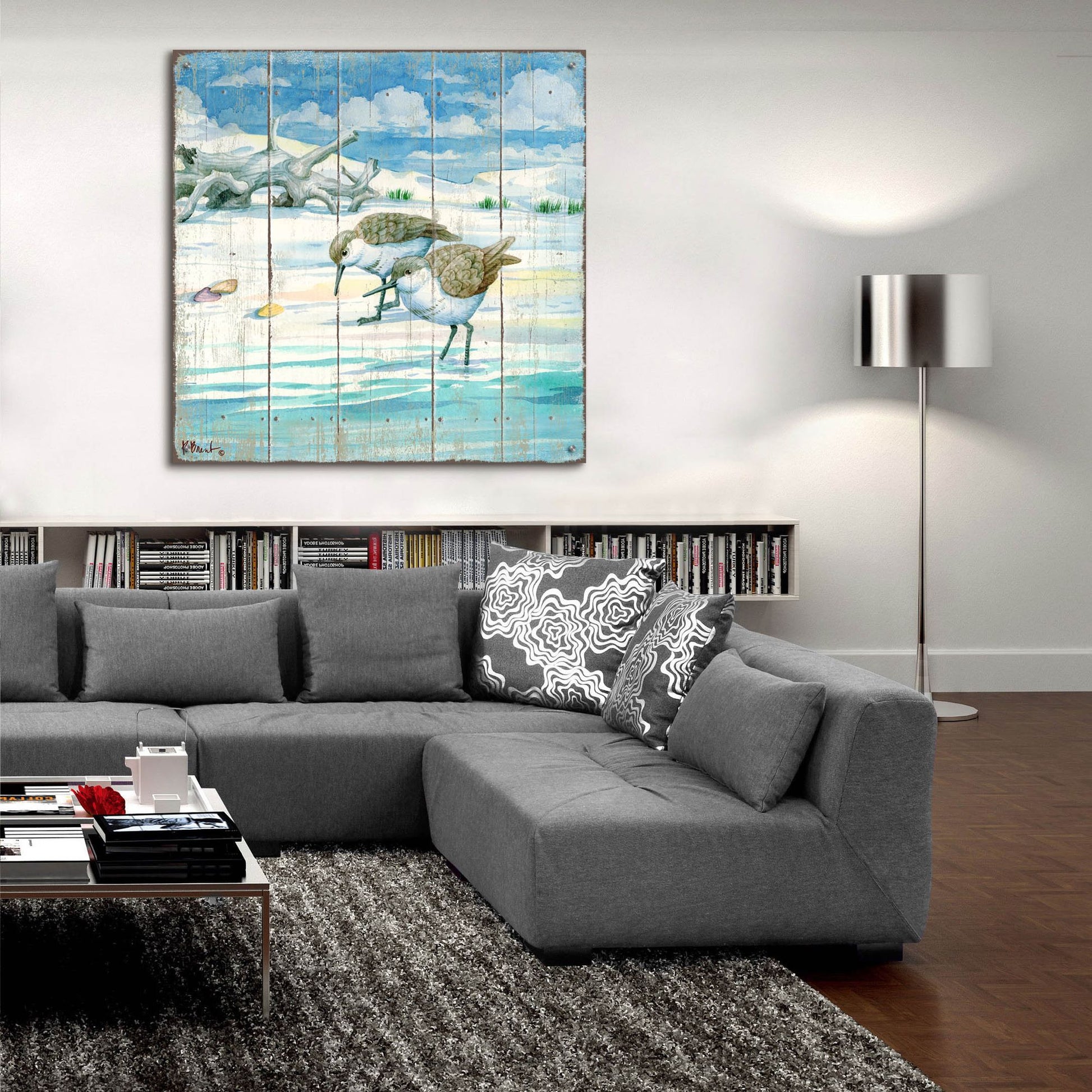 Epic Art 'Shoreline Sandpipers II' by Paul Brent, Acrylic Glass Wall Art,36x36