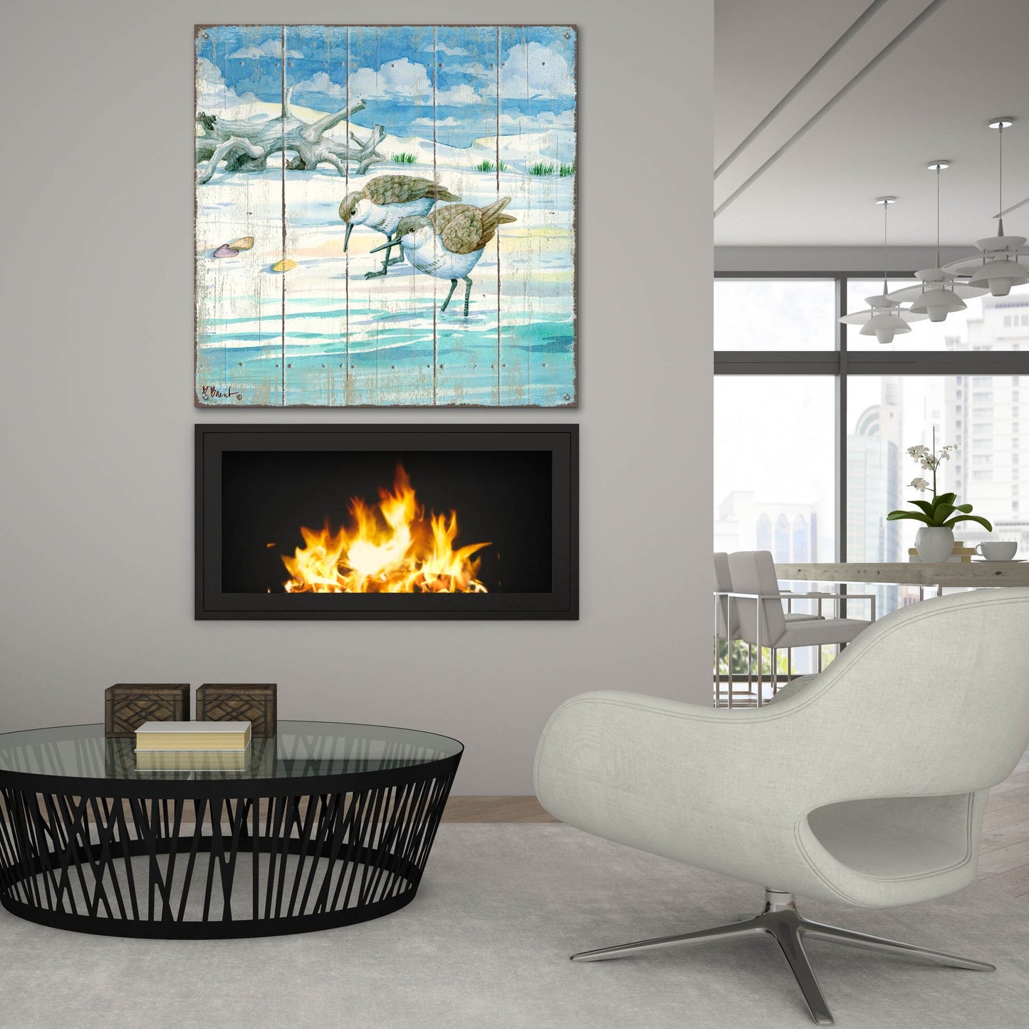 Epic Art 'Shoreline Sandpipers II' by Paul Brent, Acrylic Glass Wall Art,36x36