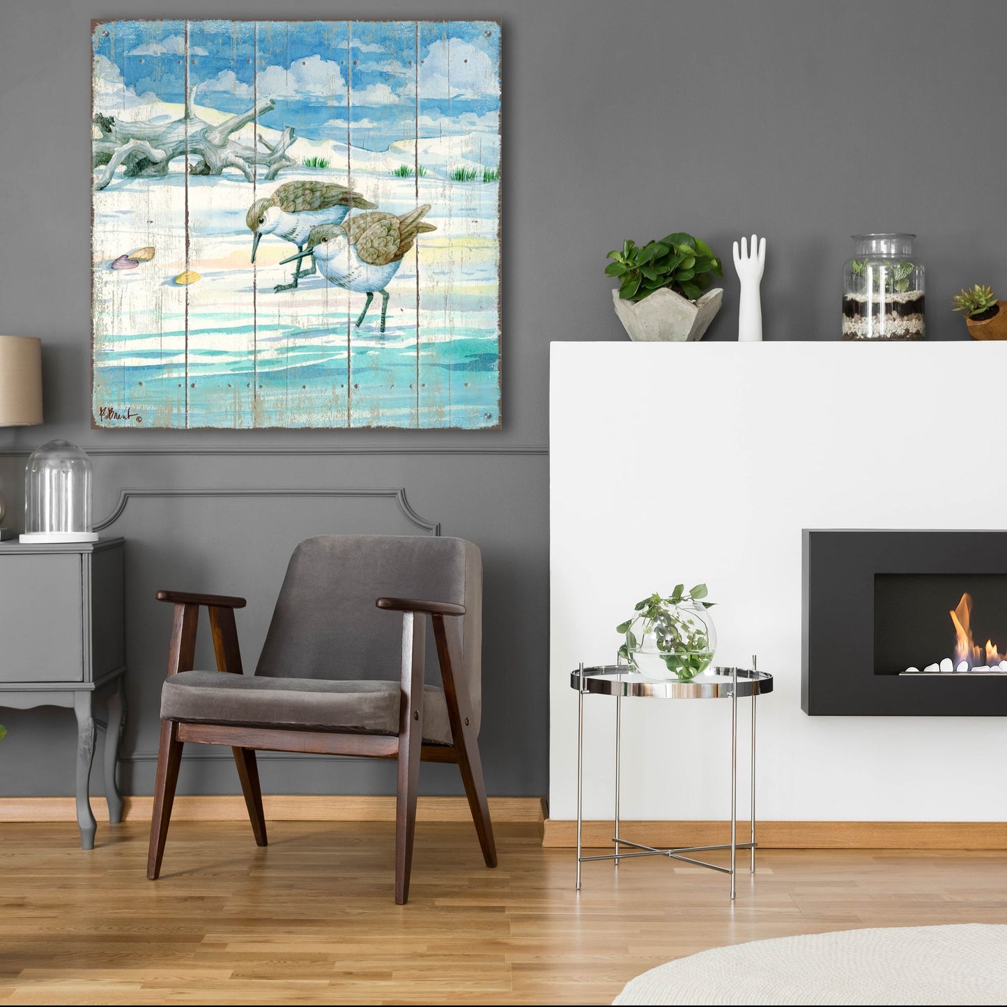 Epic Art 'Shoreline Sandpipers II' by Paul Brent, Acrylic Glass Wall Art,36x36