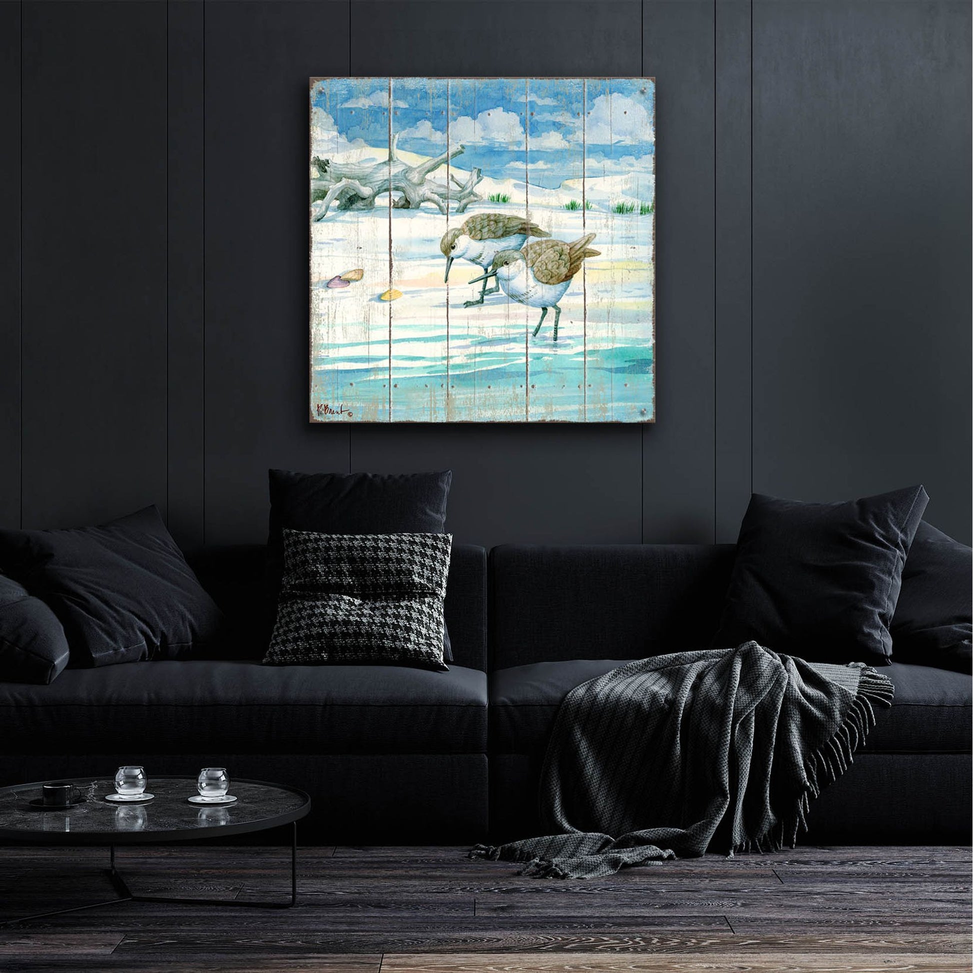 Epic Art 'Shoreline Sandpipers II' by Paul Brent, Acrylic Glass Wall Art,36x36