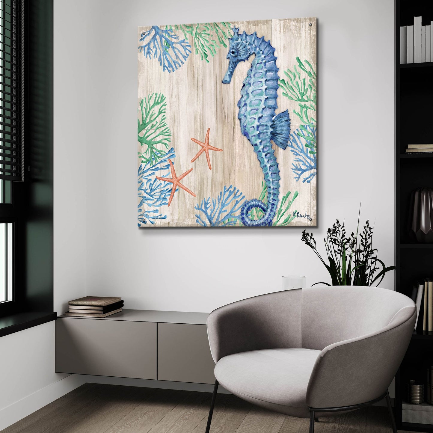 Epic Art 'Clearwater Sealife II - Tan' by Paul Brent, Acrylic Glass Wall Art,36x36