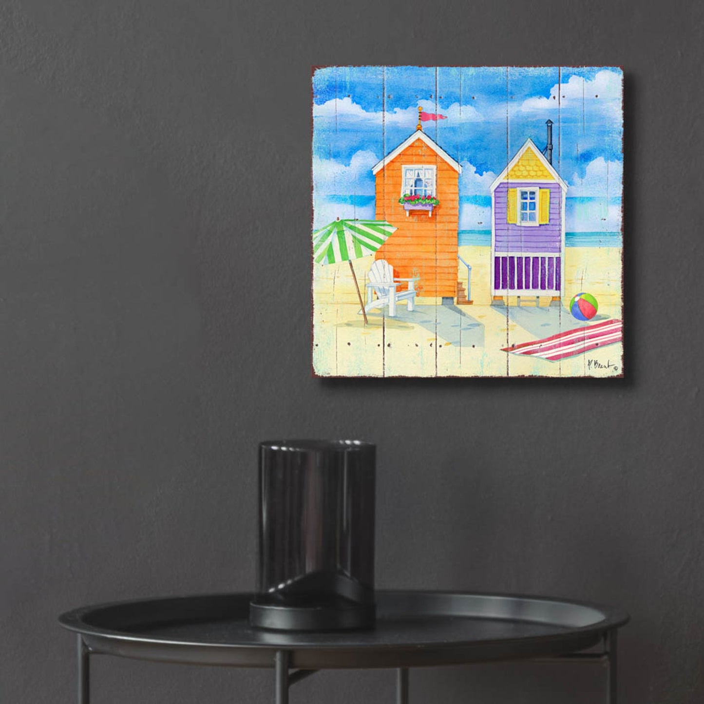Epic Art 'Beach Huts Square I' by Paul Brent, Acrylic Glass Wall Art,12x12