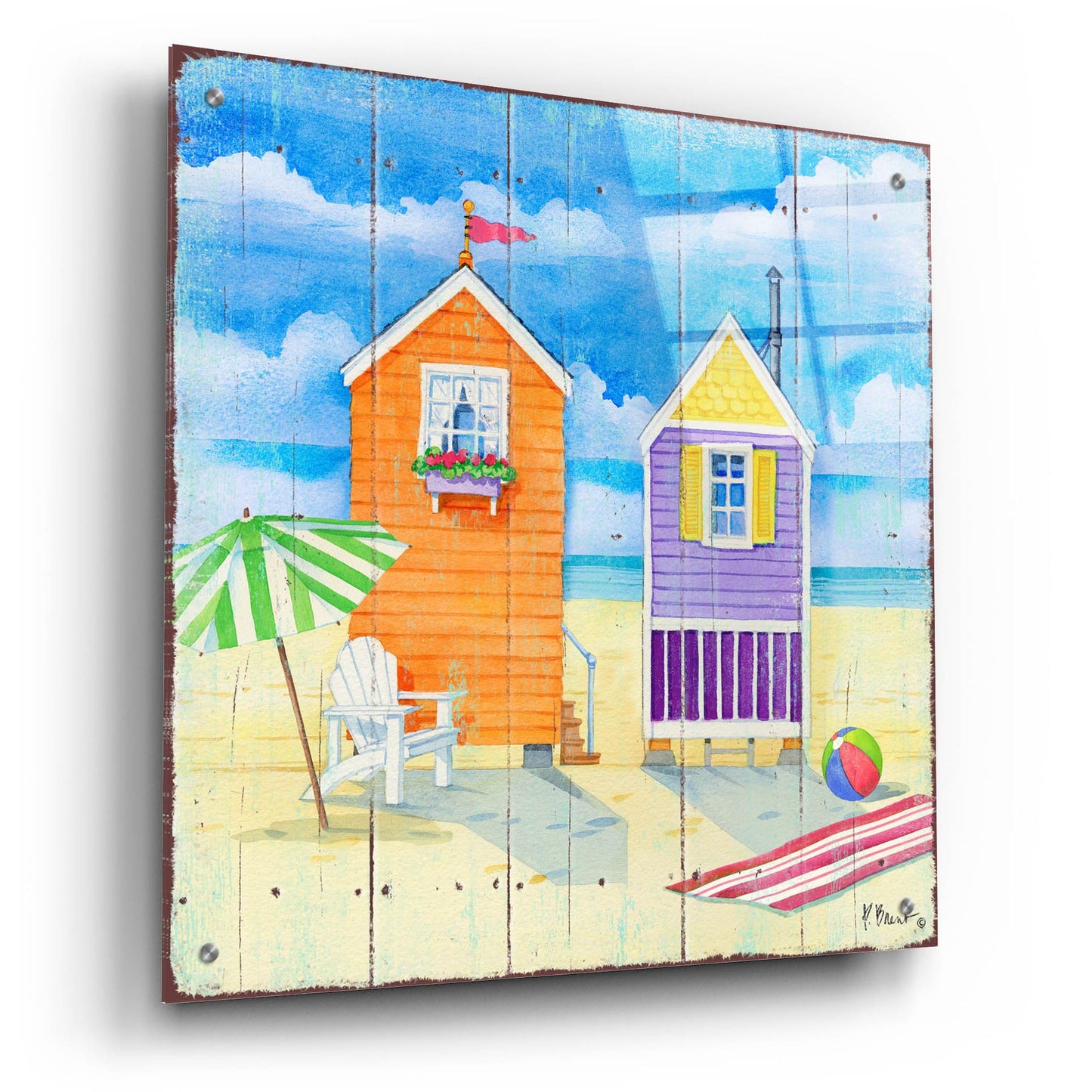 Epic Art 'Beach Huts Square I' by Paul Brent, Acrylic Glass Wall Art,24x24