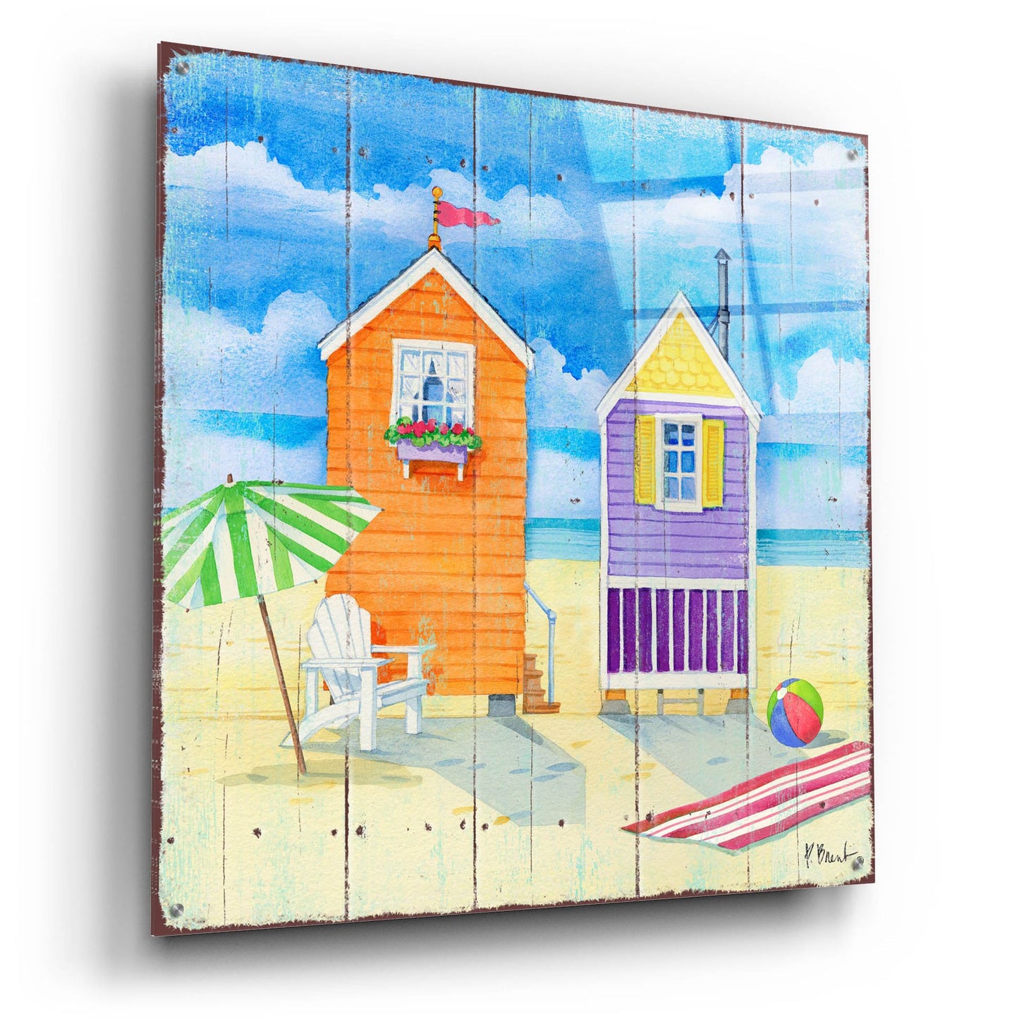 Epic Art 'Beach Huts Square I' by Paul Brent, Acrylic Glass Wall Art,36x36