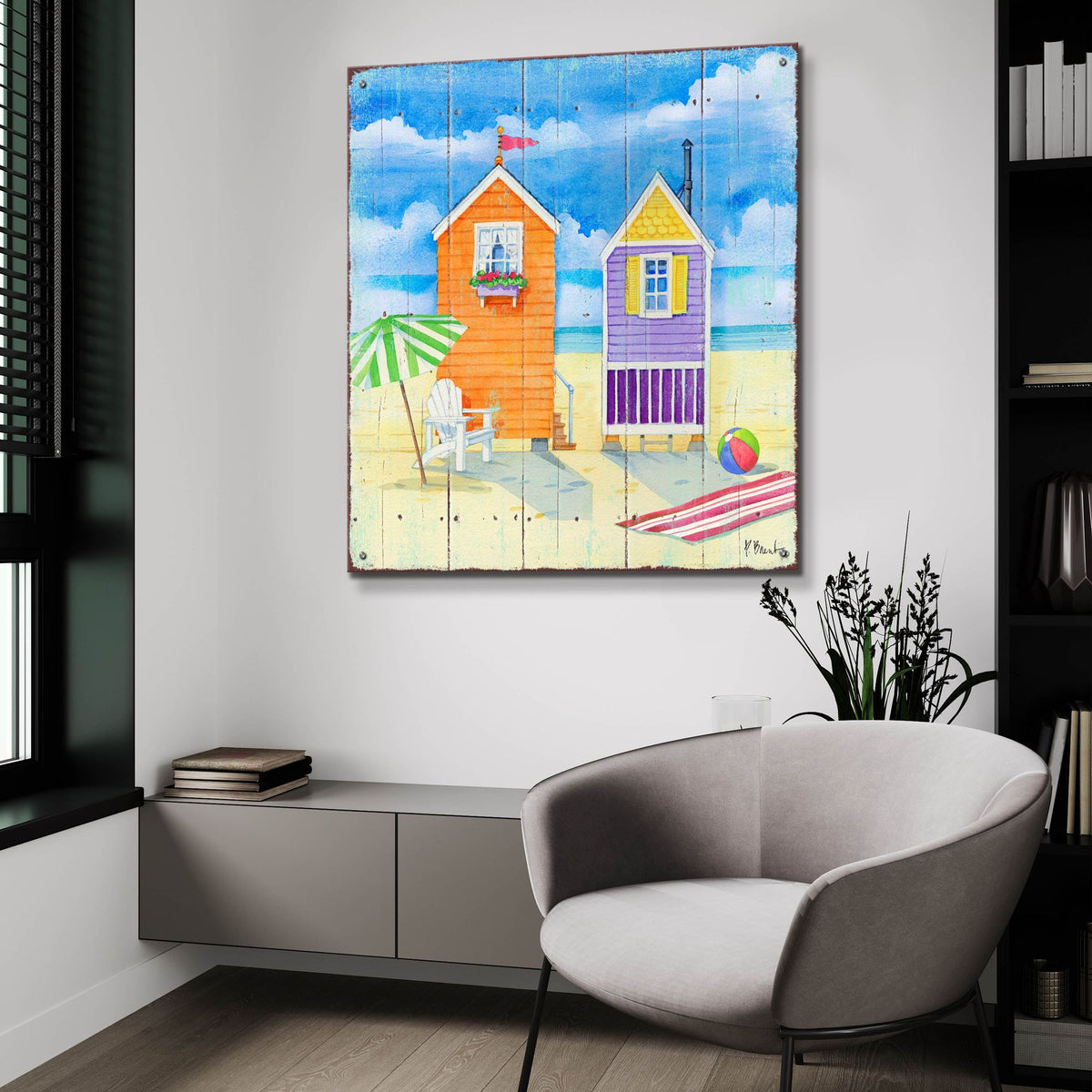 Epic Art 'Beach Huts Square I' by Paul Brent, Acrylic Glass Wall Art,36x36