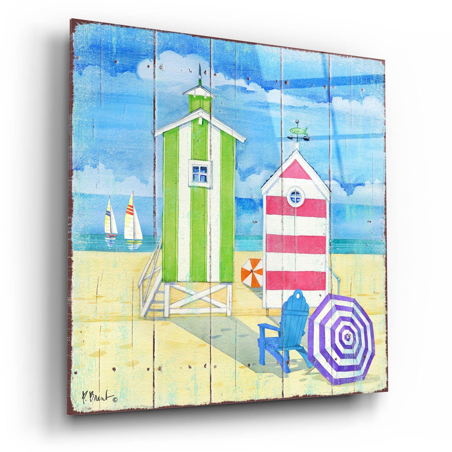 Epic Art 'Beach Huts Square II' by Paul Brent, Acrylic Glass Wall Art,12x12