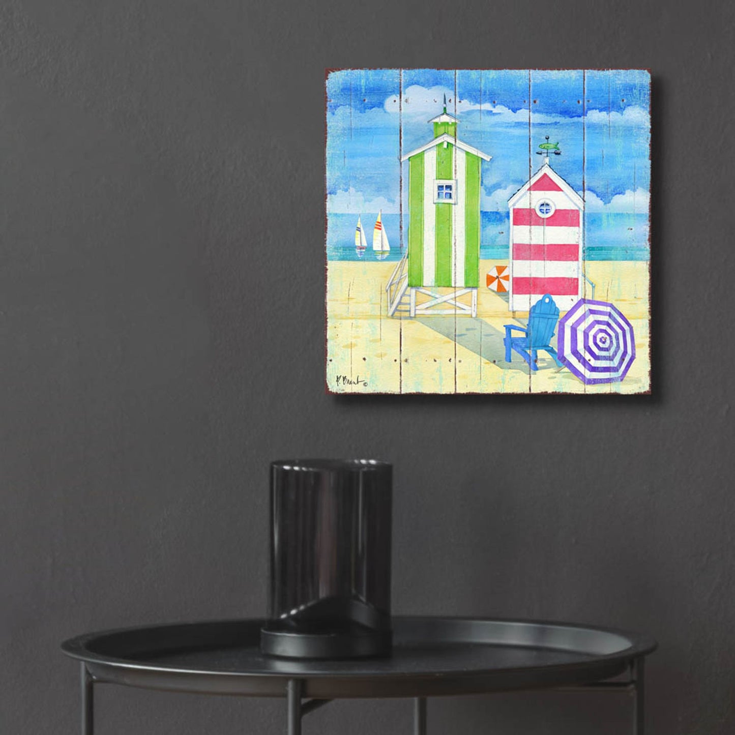 Epic Art 'Beach Huts Square II' by Paul Brent, Acrylic Glass Wall Art,12x12