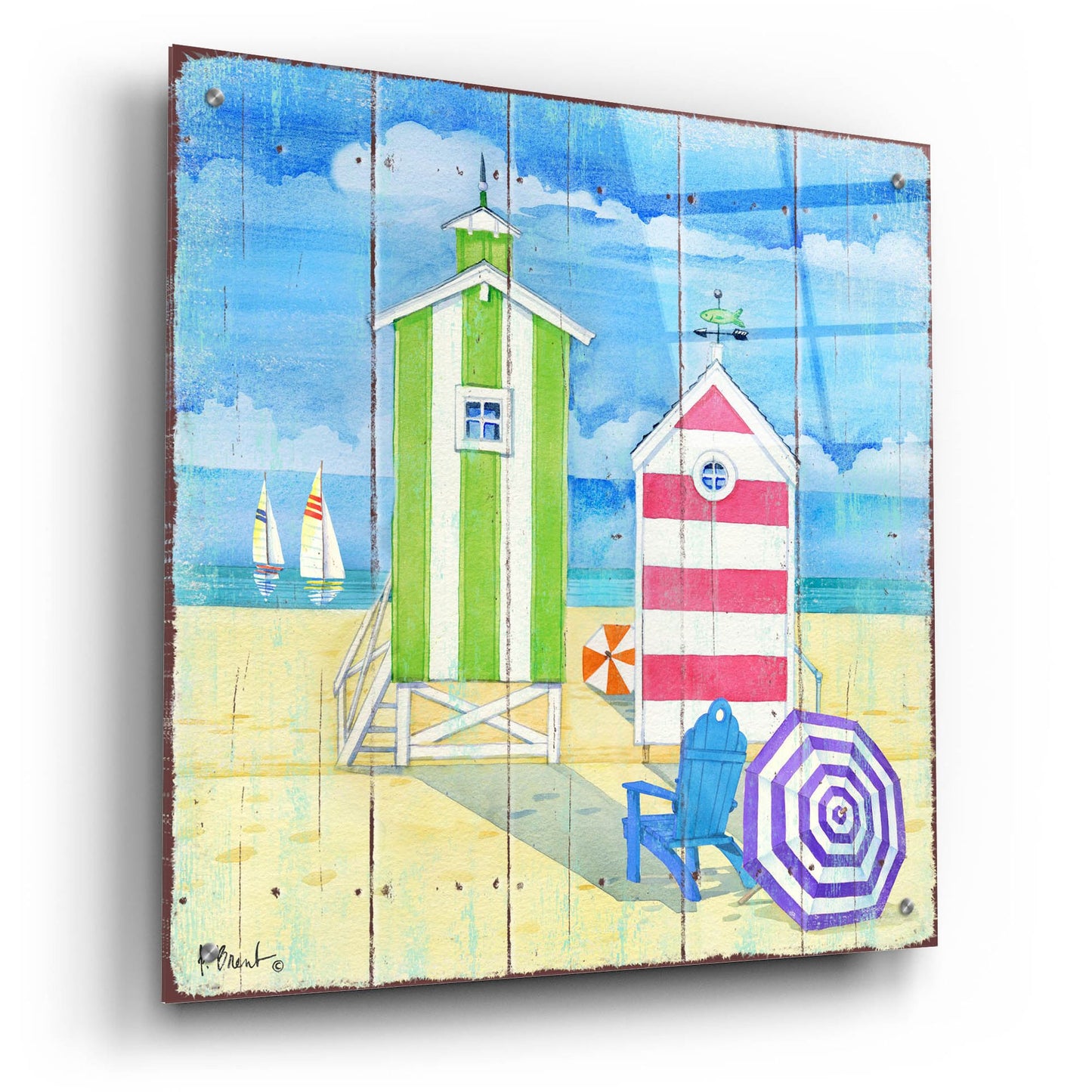 Epic Art 'Beach Huts Square II' by Paul Brent, Acrylic Glass Wall Art,24x24