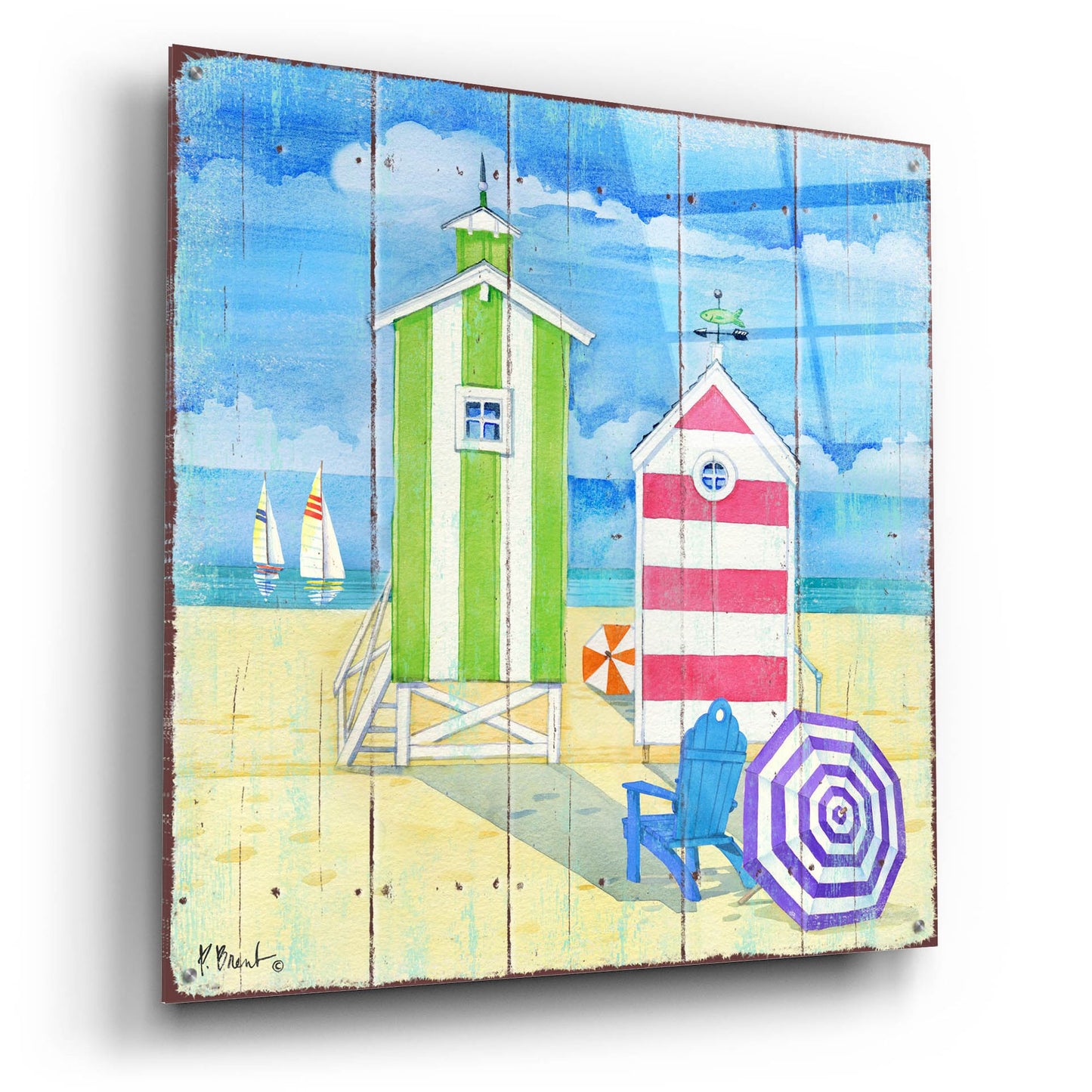 Epic Art 'Beach Huts Square II' by Paul Brent, Acrylic Glass Wall Art,36x36