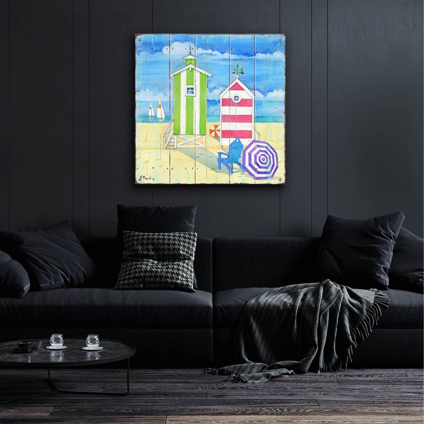 Epic Art 'Beach Huts Square II' by Paul Brent, Acrylic Glass Wall Art,36x36