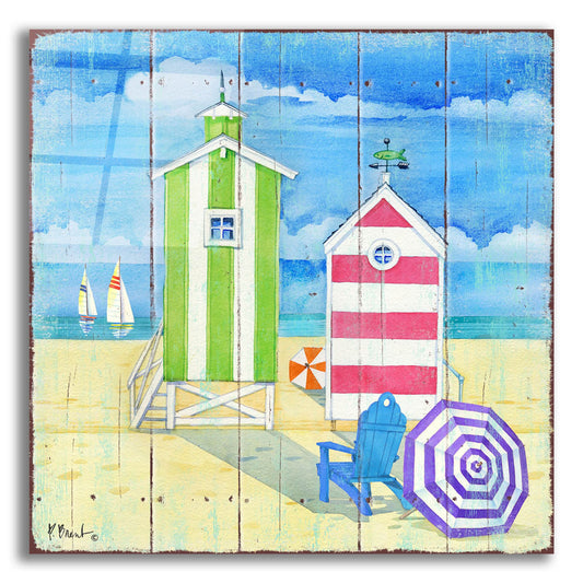 Epic Art 'Beach Huts Square II' by Paul Brent, Acrylic Glass Wall Art