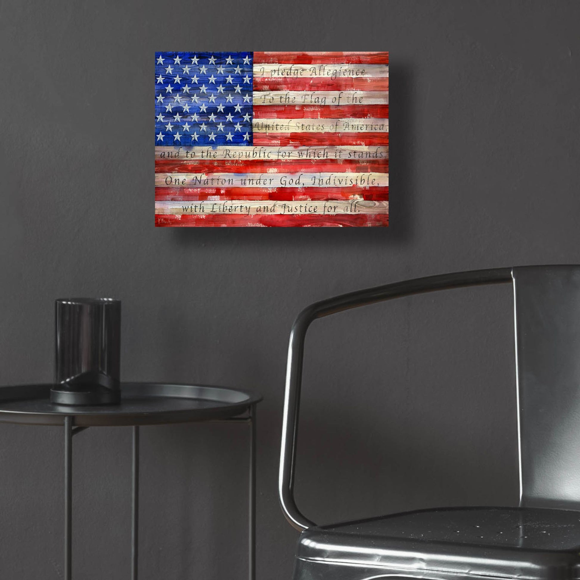 Epic Art 'All American Flag - Script' by Paul Brent, Acrylic Glass Wall Art,16x12