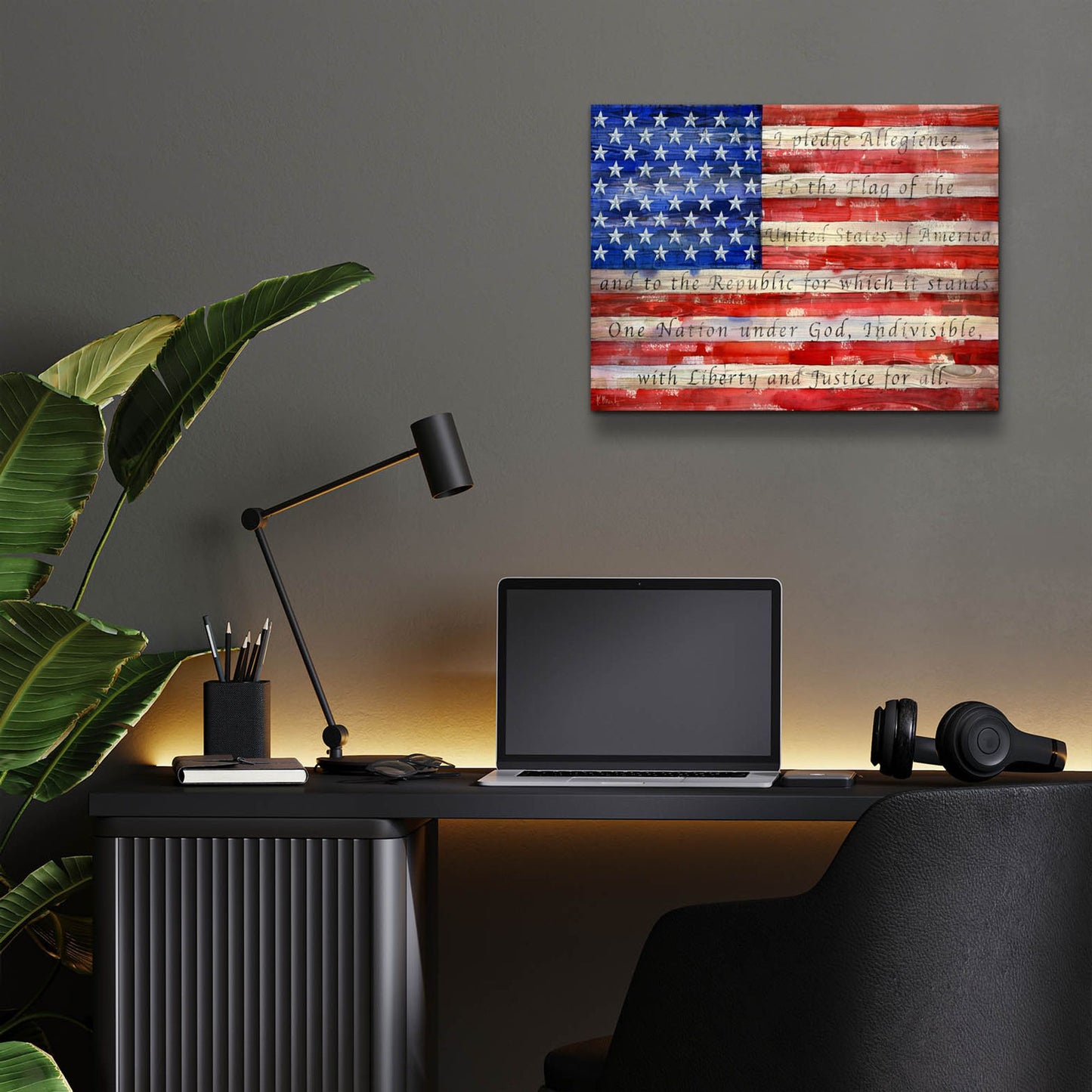 Epic Art 'All American Flag - Script' by Paul Brent, Acrylic Glass Wall Art,16x12