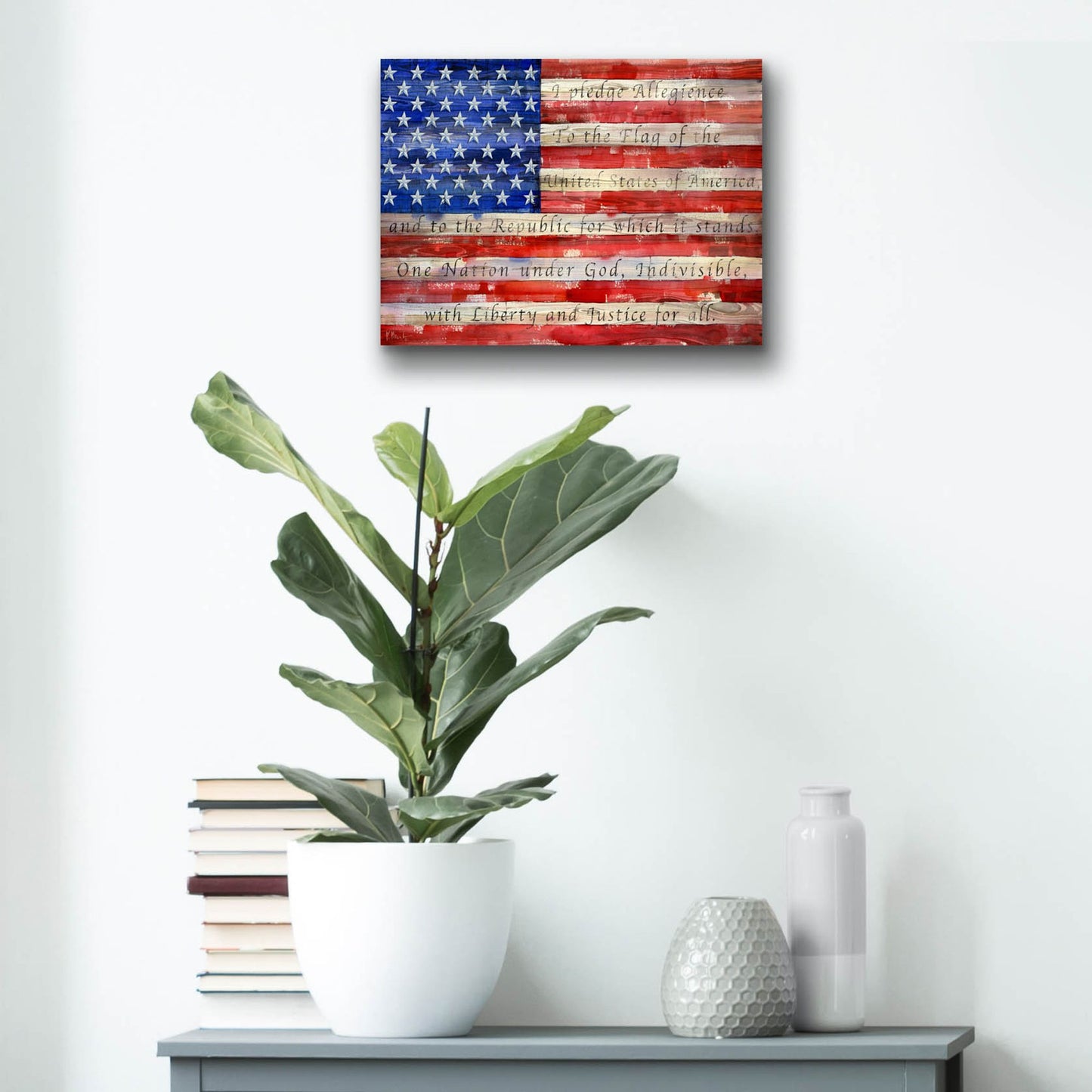 Epic Art 'All American Flag - Script' by Paul Brent, Acrylic Glass Wall Art,16x12