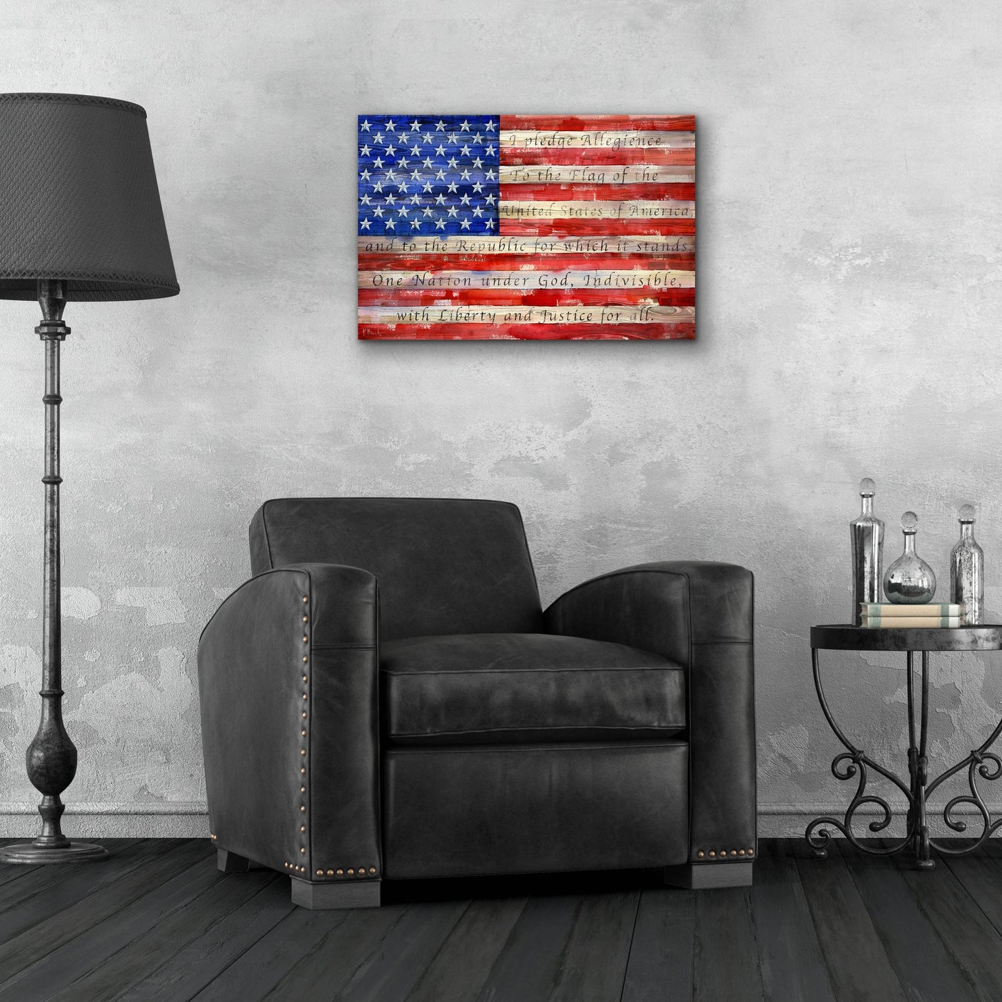 Epic Art 'All American Flag - Script' by Paul Brent, Acrylic Glass Wall Art,24x16