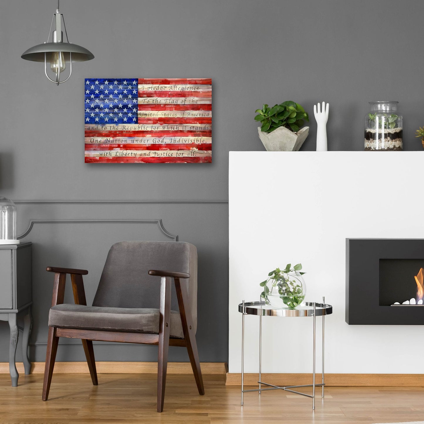 Epic Art 'All American Flag - Script' by Paul Brent, Acrylic Glass Wall Art,24x16