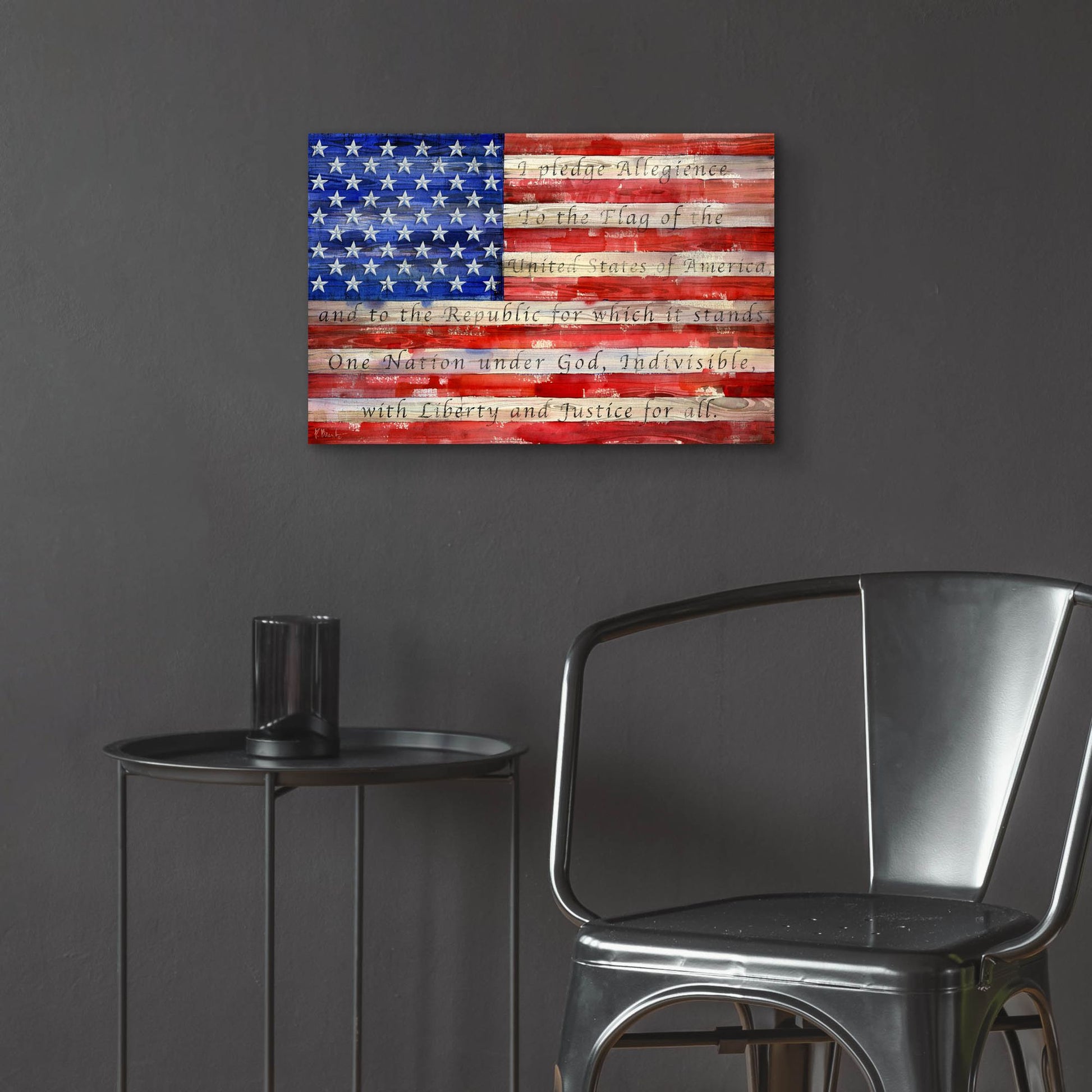 Epic Art 'All American Flag - Script' by Paul Brent, Acrylic Glass Wall Art,24x16