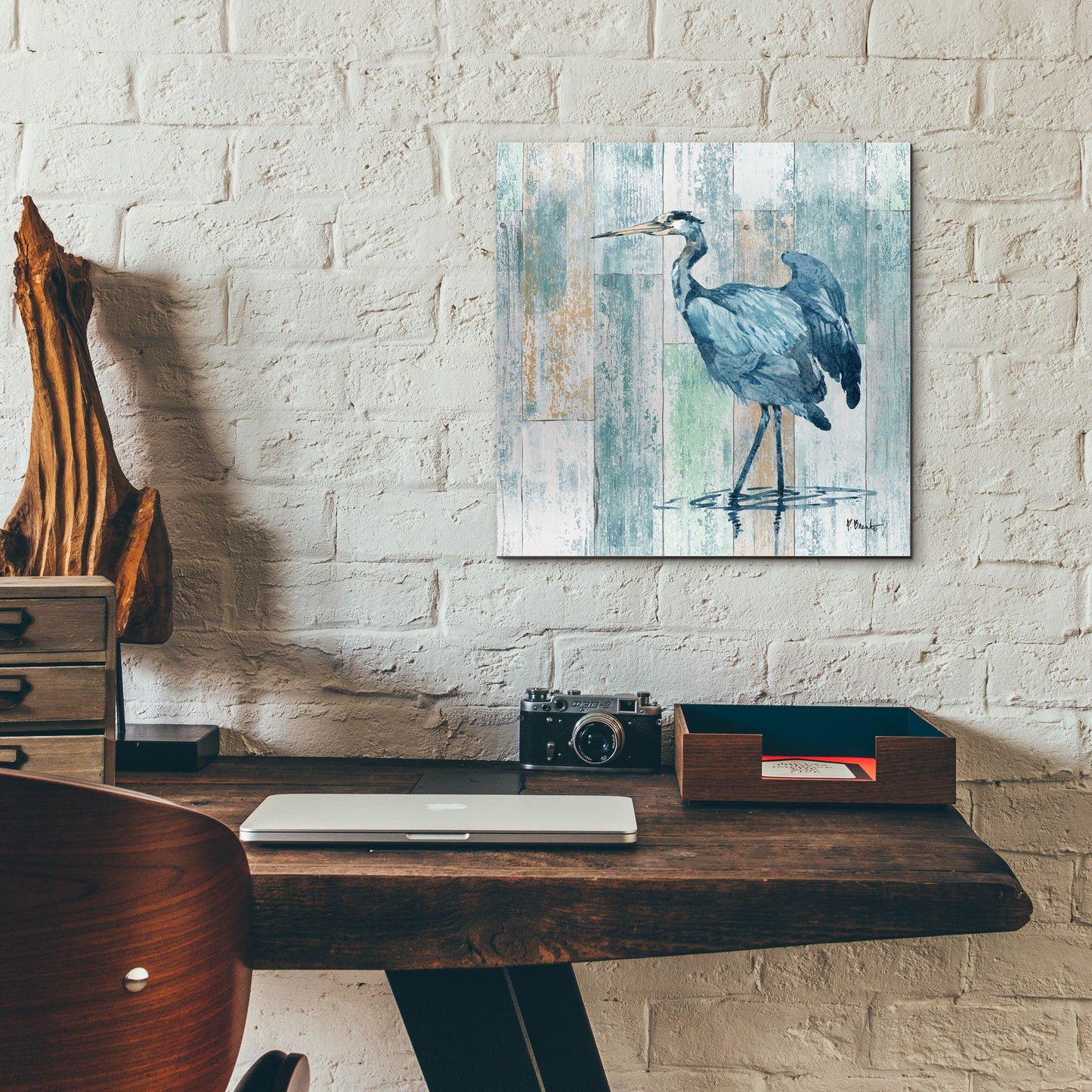 Epic Art 'Arianna Blue Heron - Wood' by Paul Brent, Acrylic Glass Wall Art,12x12