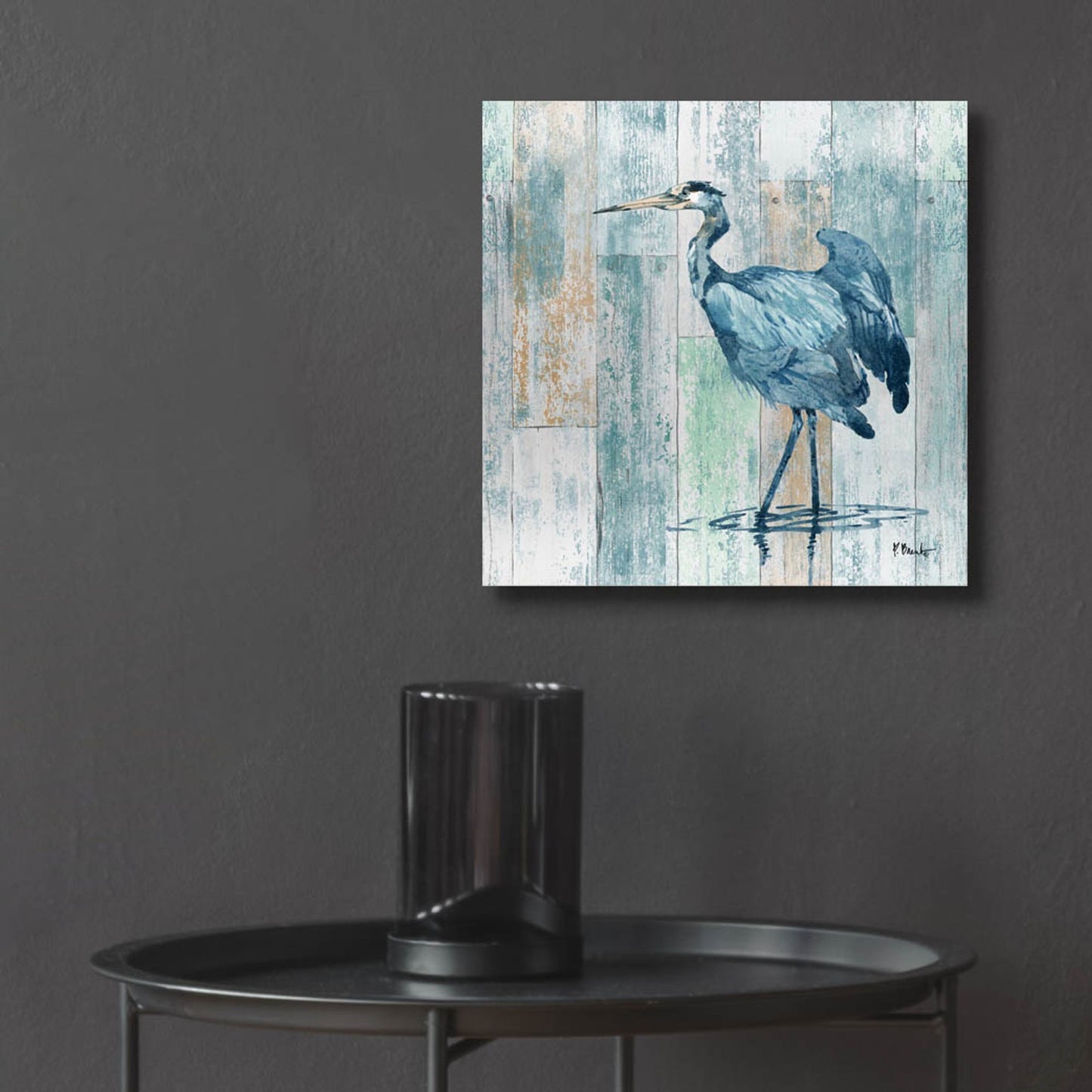 Epic Art 'Arianna Blue Heron - Wood' by Paul Brent, Acrylic Glass Wall Art,12x12