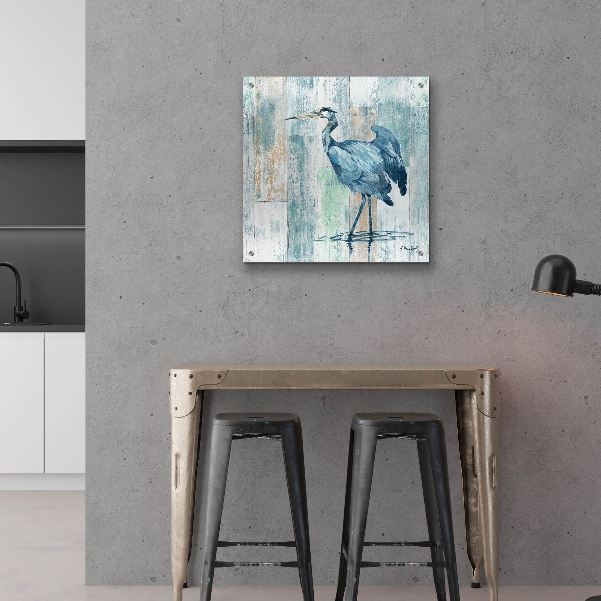 Epic Art 'Arianna Blue Heron - Wood' by Paul Brent, Acrylic Glass Wall Art,24x24