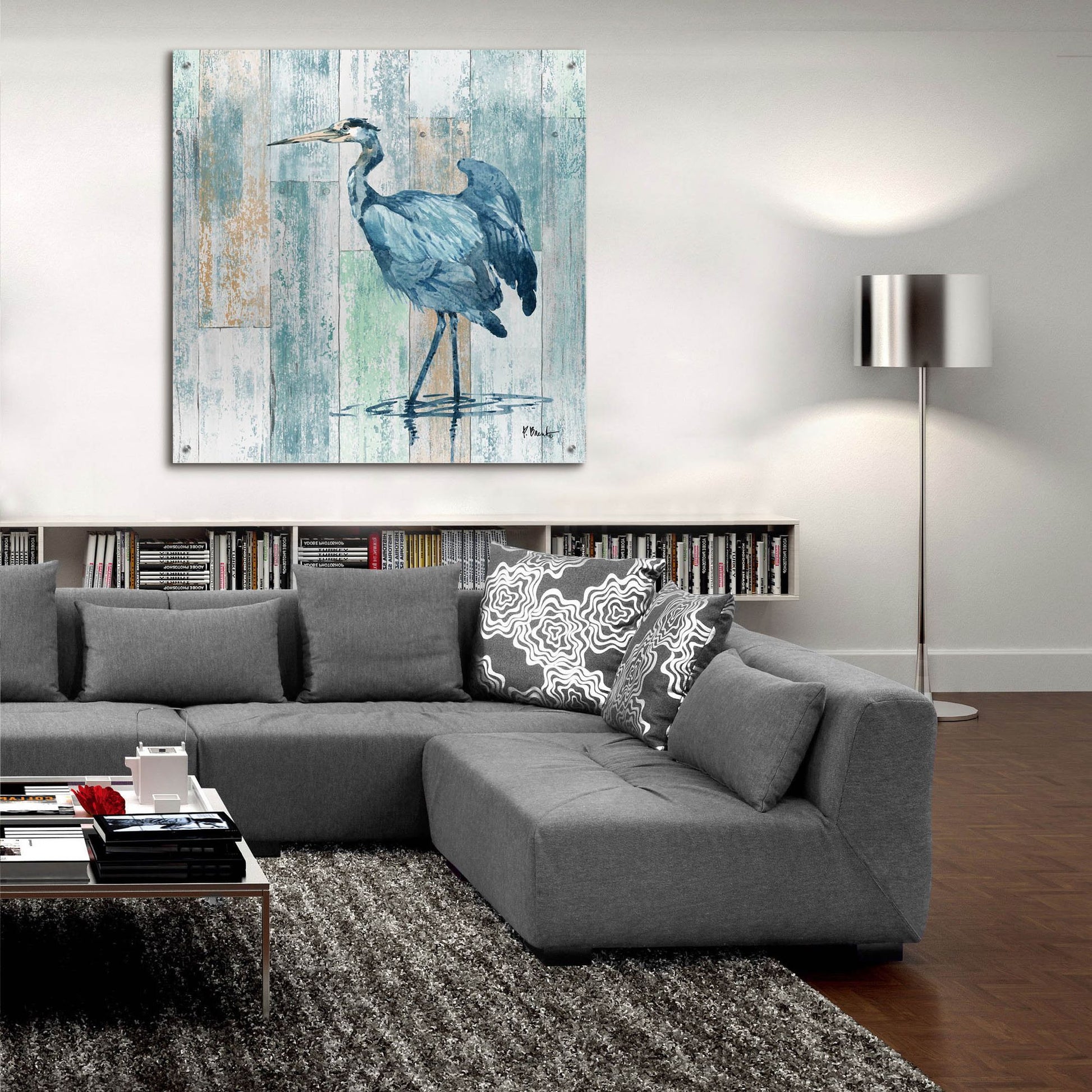 Epic Art 'Arianna Blue Heron - Wood' by Paul Brent, Acrylic Glass Wall Art,36x36