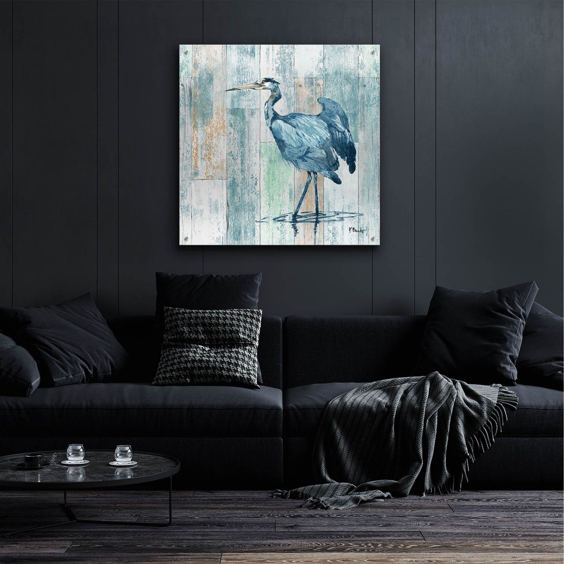 Epic Art 'Arianna Blue Heron - Wood' by Paul Brent, Acrylic Glass Wall Art,36x36