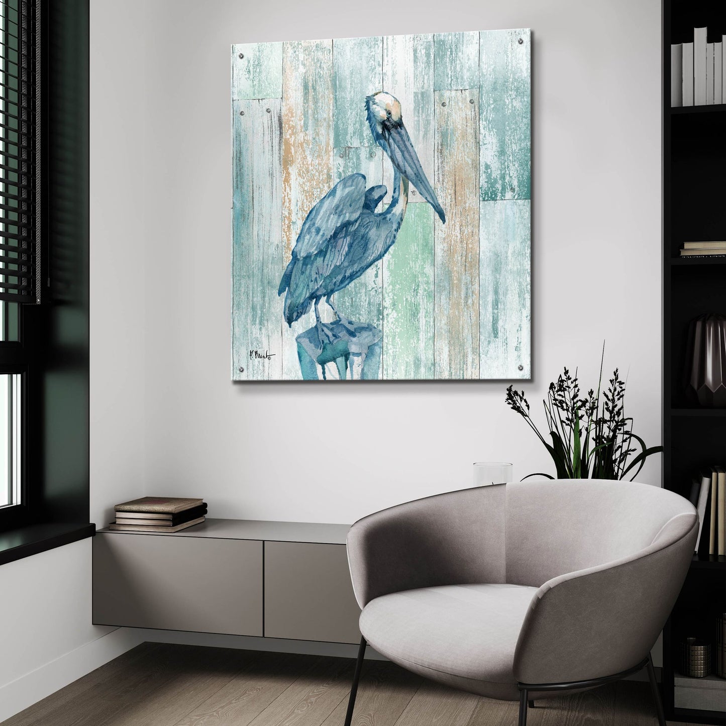 Epic Art 'Arianna Pelican - Wood' by Paul Brent, Acrylic Glass Wall Art,36x36