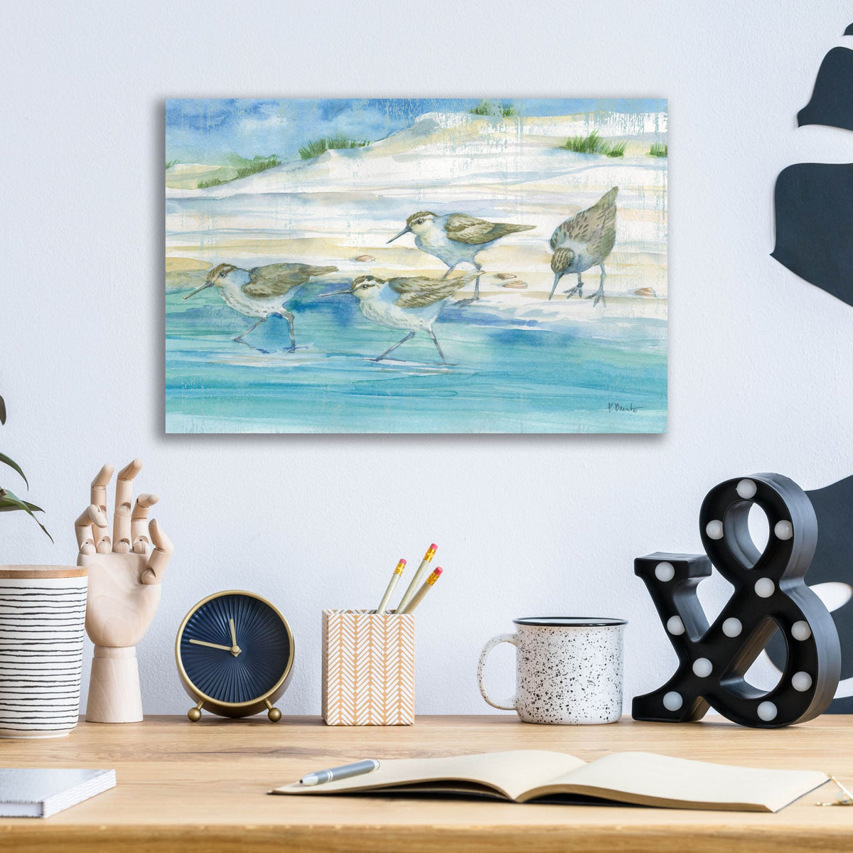 Epic Art 'Sandy Sandpipers II' by Paul Brent, Acrylic Glass Wall Art,16x12
