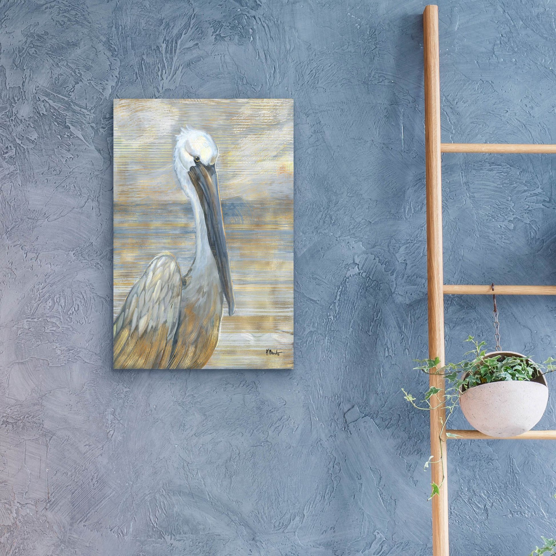 Epic Art 'Golden Salty Pelican' by Paul Brent, Acrylic Glass Wall Art,16x24