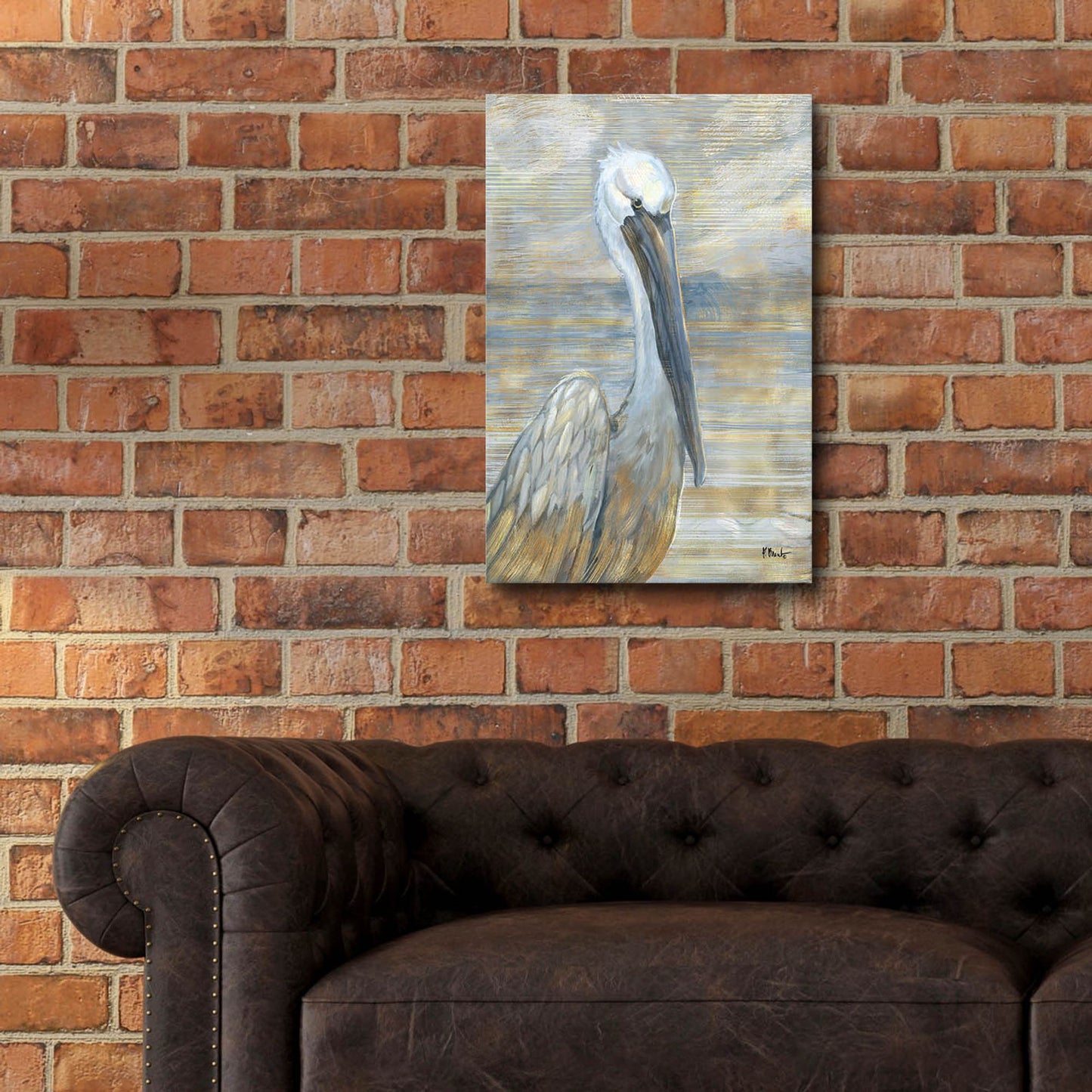 Epic Art 'Golden Salty Pelican' by Paul Brent, Acrylic Glass Wall Art,16x24