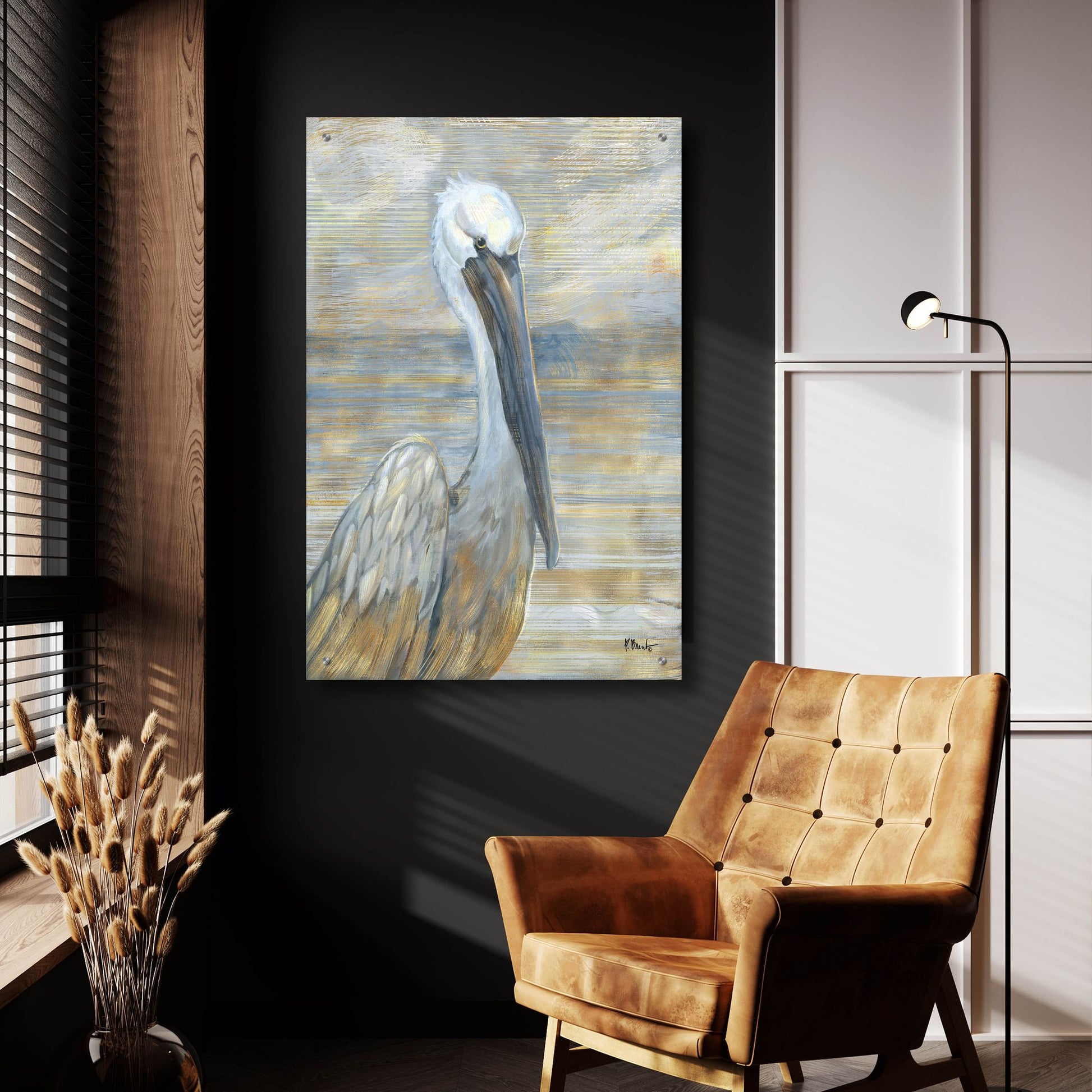 Epic Art 'Golden Salty Pelican' by Paul Brent, Acrylic Glass Wall Art,24x36