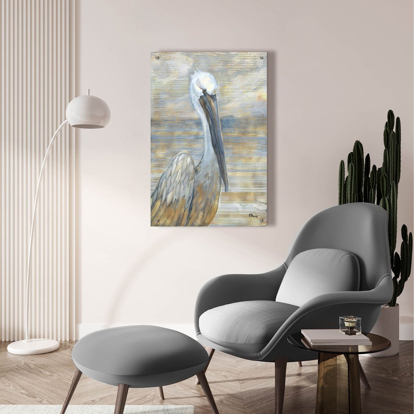 Epic Art 'Golden Salty Pelican' by Paul Brent, Acrylic Glass Wall Art,24x36